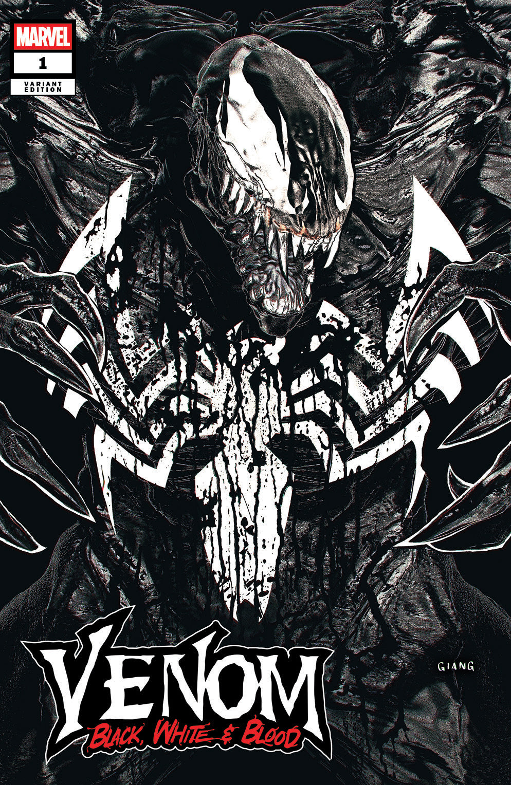 VENOM: BLACK, WHITE & BLOOD #1 JOHN GIANG NEGATIVE BLEED EDITION