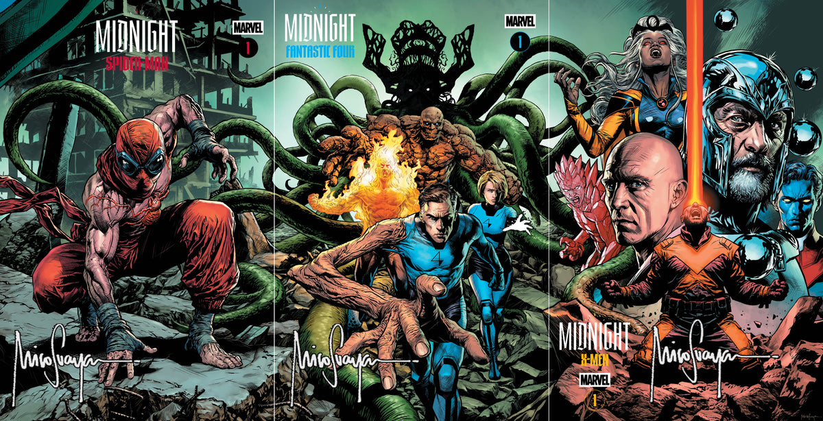 MIDNIGHT SPIDER-MAN, FANTASTIC FOUR & X-MEN #1 MICO SUAYAN NYCC CONNECTING VARIANT COVERS