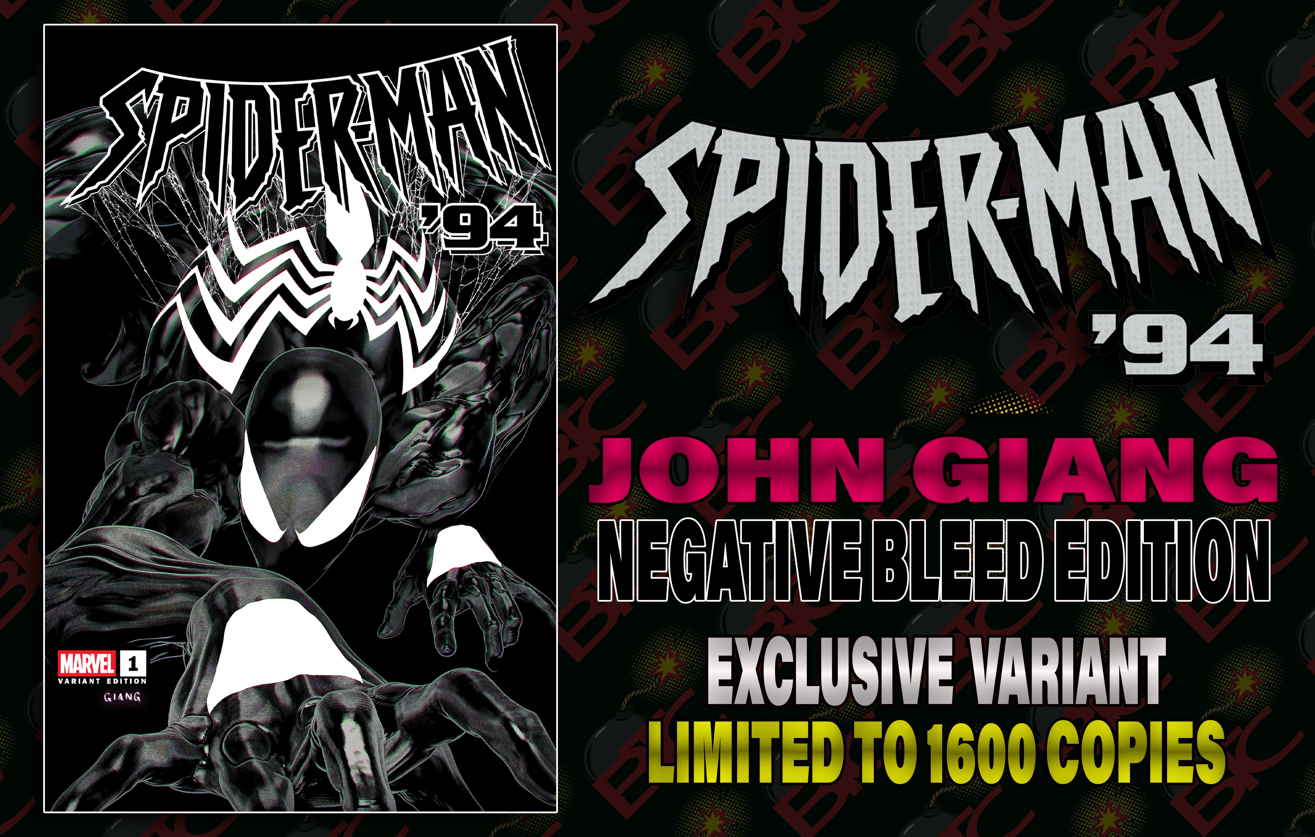 SPIDER-MAN '94 #1 JOHN GIANG NEGATIVE BLEED EXCLUSIVE EDITION OPTIONS