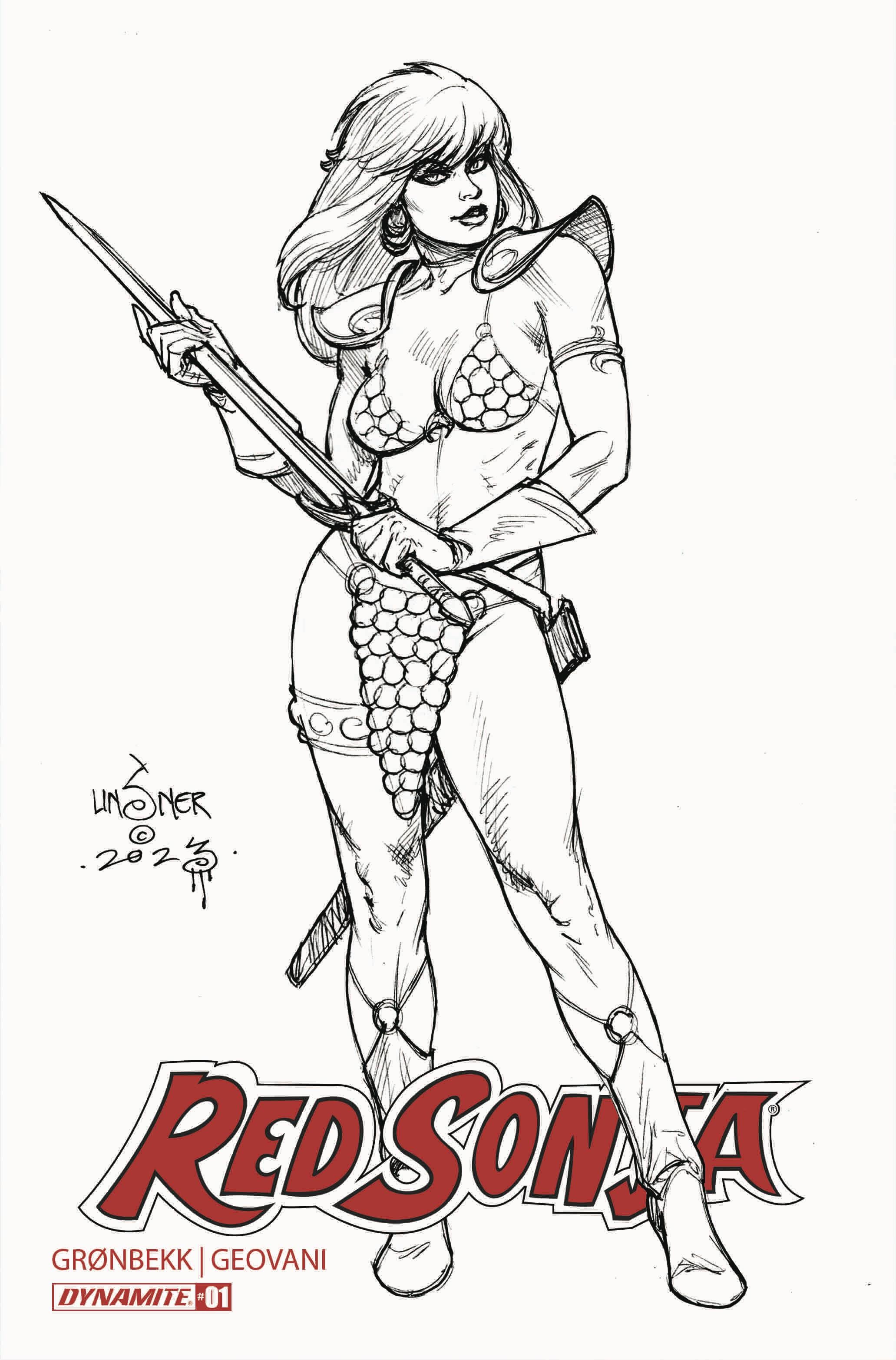 SDCC 2023 RED SONJA 2023 #1 B&W EXC VAR 07/26/23