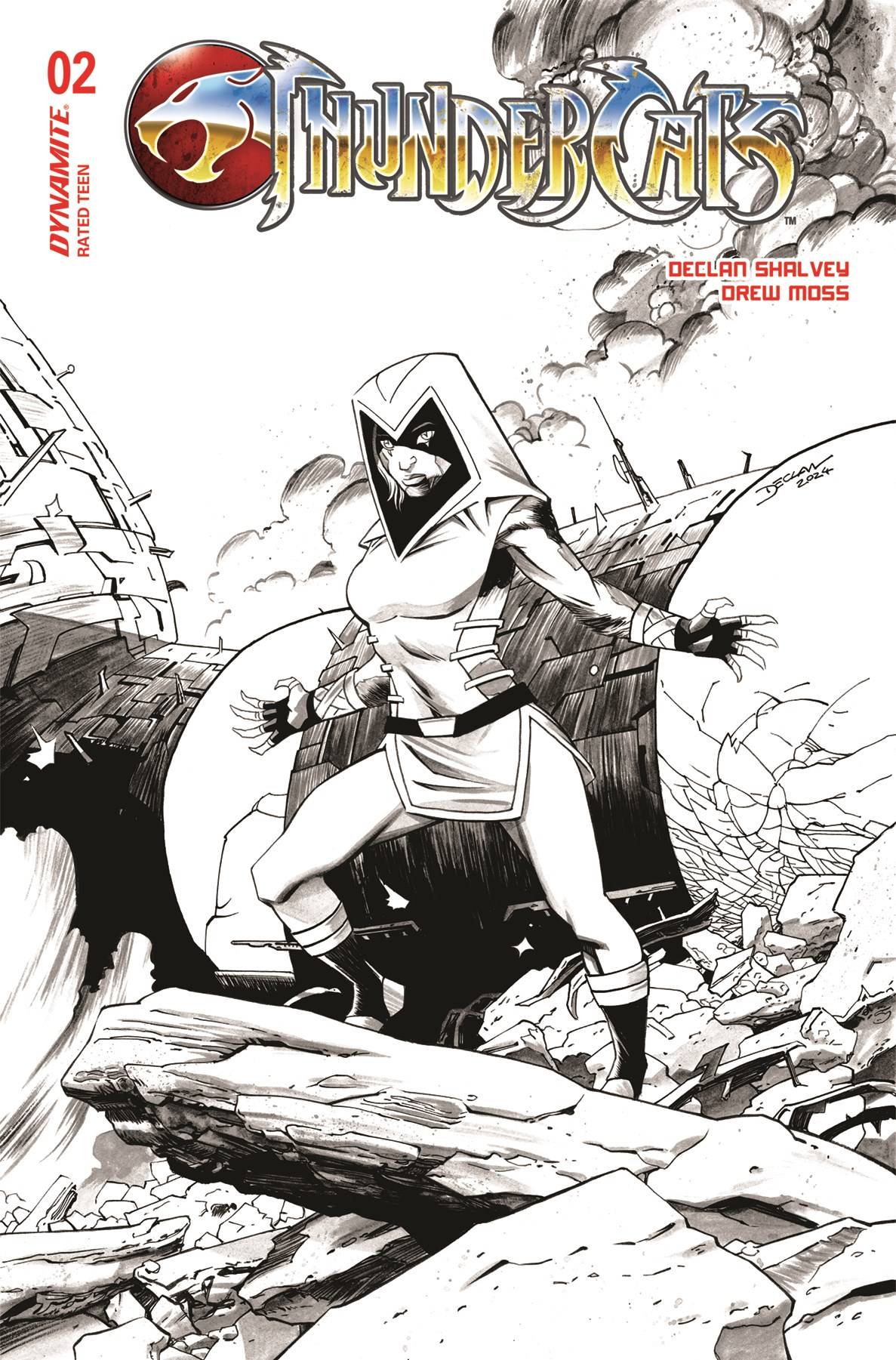 THUNDERCATS #2 CVR ZC 1:10 SHALVEY CALICA B&W- 03/13/24