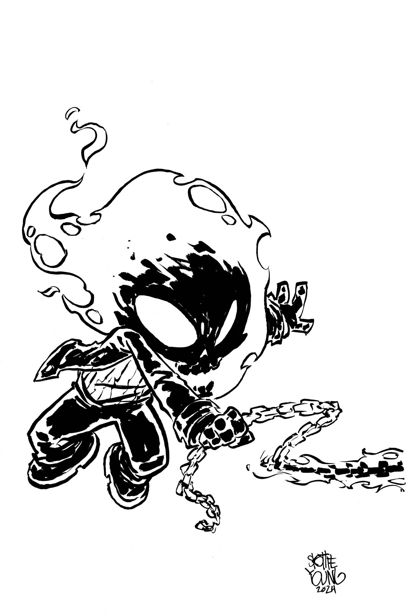 GHOST RIDER: FINAL VENGEANCE #4 SKOTTIE YOUNG'S BIG MARVEL VIRGIN BLACK AND WHIT E VARIANT [1:50] 06-05-24