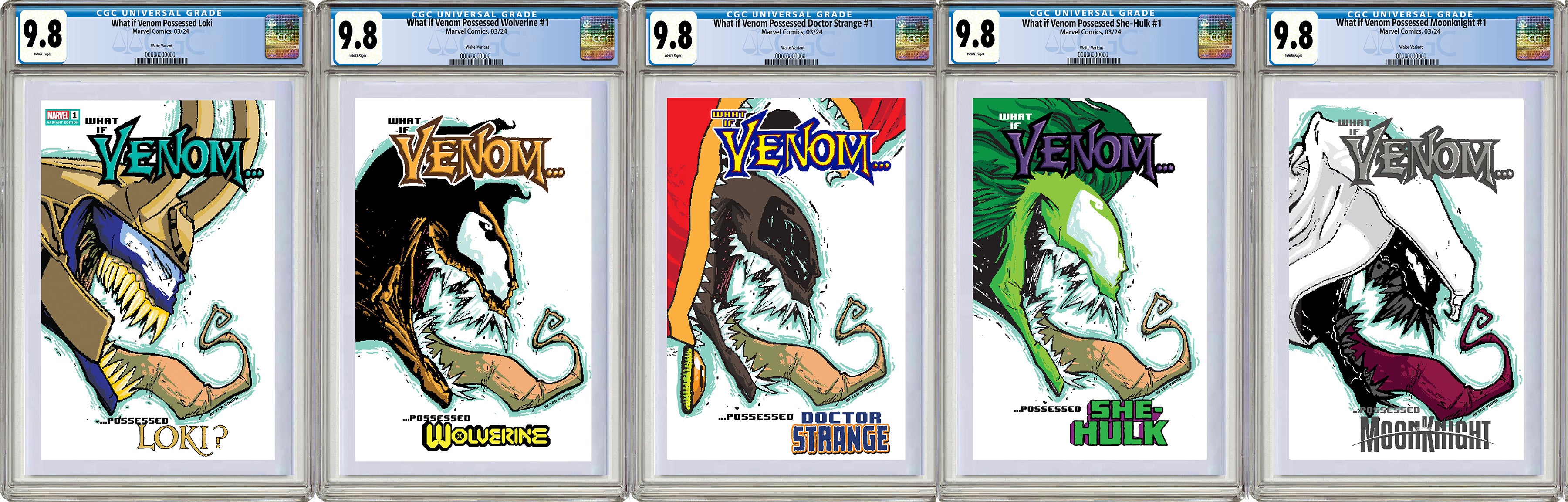 WHAT IF...? VENOM MATTHEW WAITE EXCLUSIVE HOMAGE TRADE DRESS SET (#1-#5)