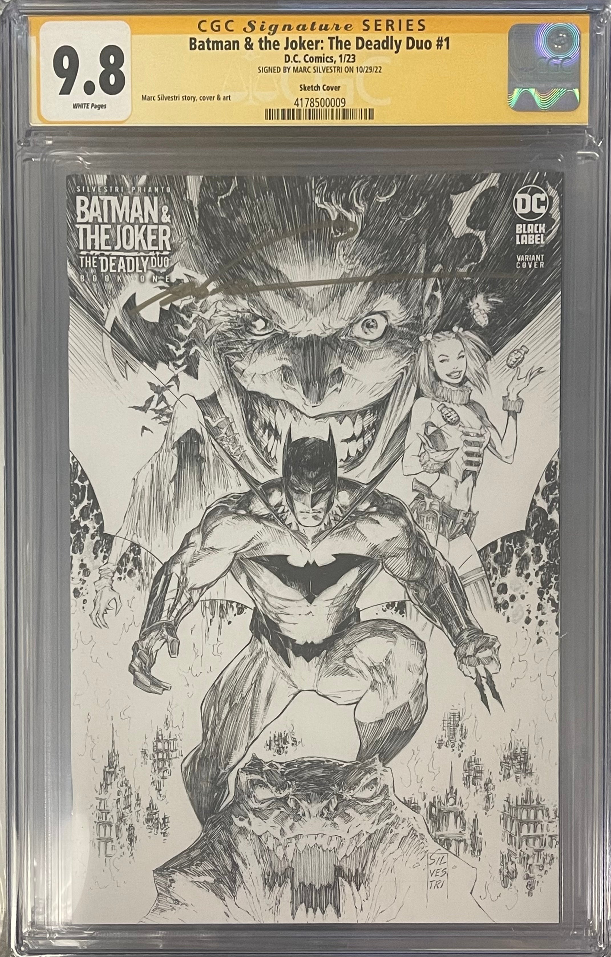 BATMAN & THE JOKER THE DEADLY DUO #1 (OF 7) CVR G INC 1:250 MARC SILVESTRI VAR SIGNED CGC 9.8