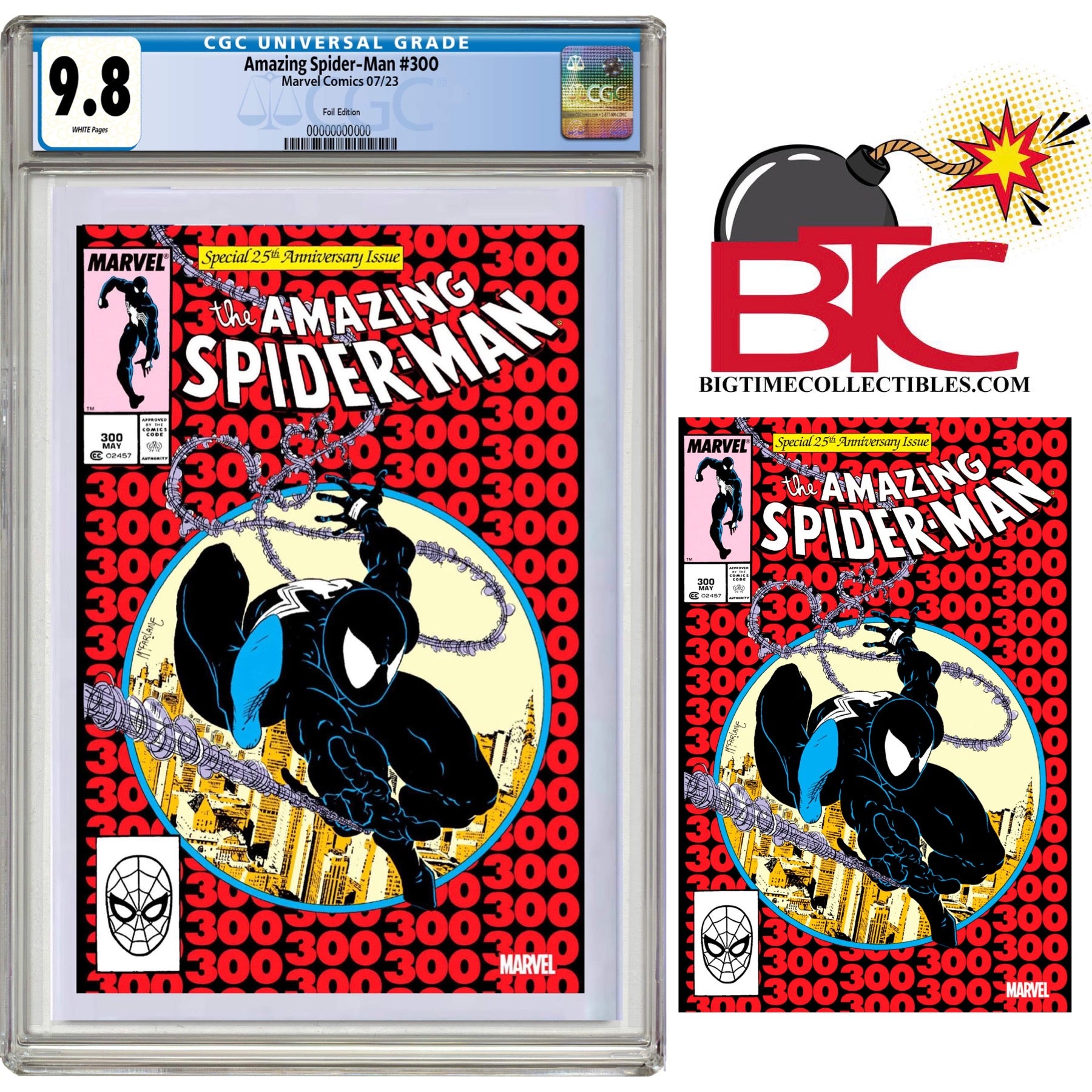 AMAZING SPIDER-MAN 300 FACSIMILE EDITION FOIL VARIANT CGC 9.8 W/FREE RAW FOIL COPY (INSTOCK) C65, C98