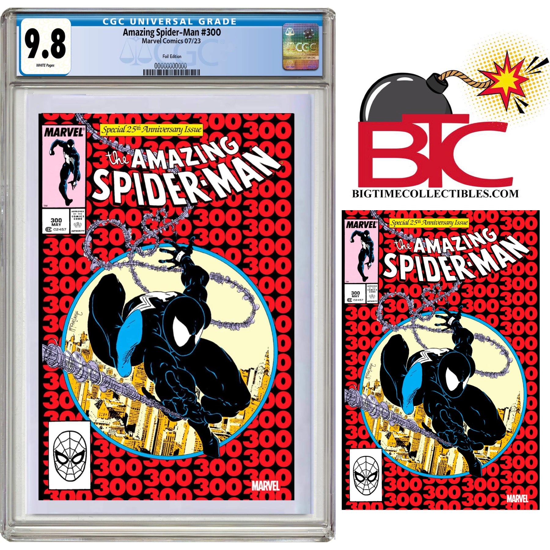 AMAZING SPIDER-MAN 300 FACSIMILE EDITION FOIL VARIANT CGC 9.8 W/FREE RAW FOIL COPY - 08/23/23