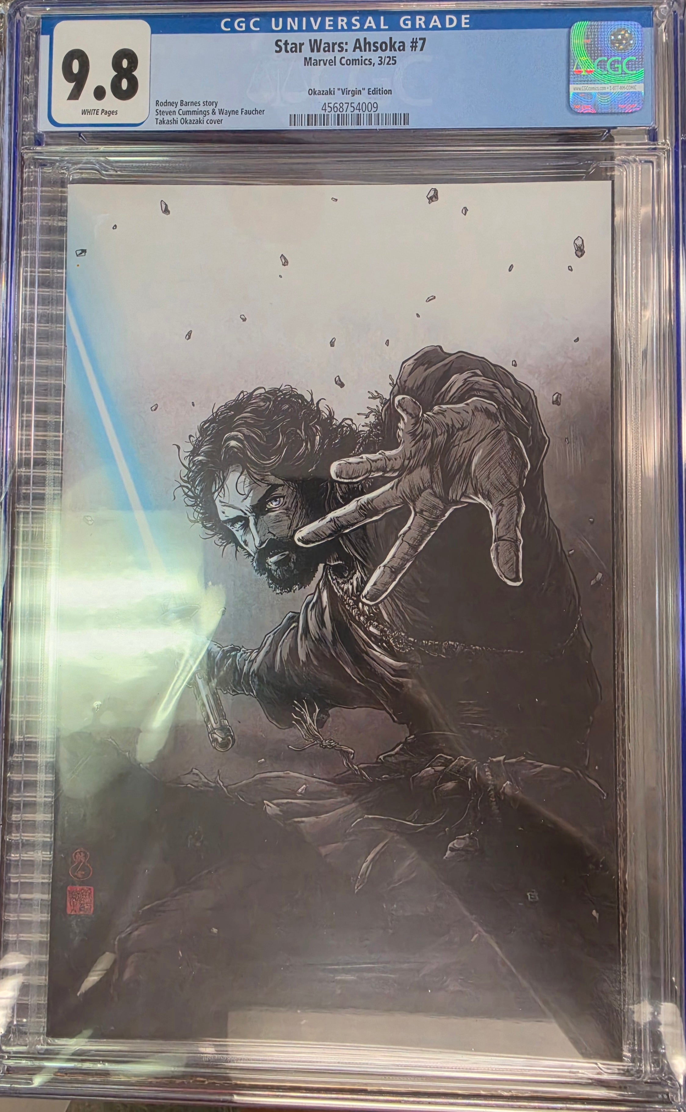 STAR WARS: AHSOKA #7 TAKASHI OKAZAKI LIMITED EDITION EXCLUSIVE VARIANT VIRGIN CGC 9.8 - 01-01-25 (C23)
