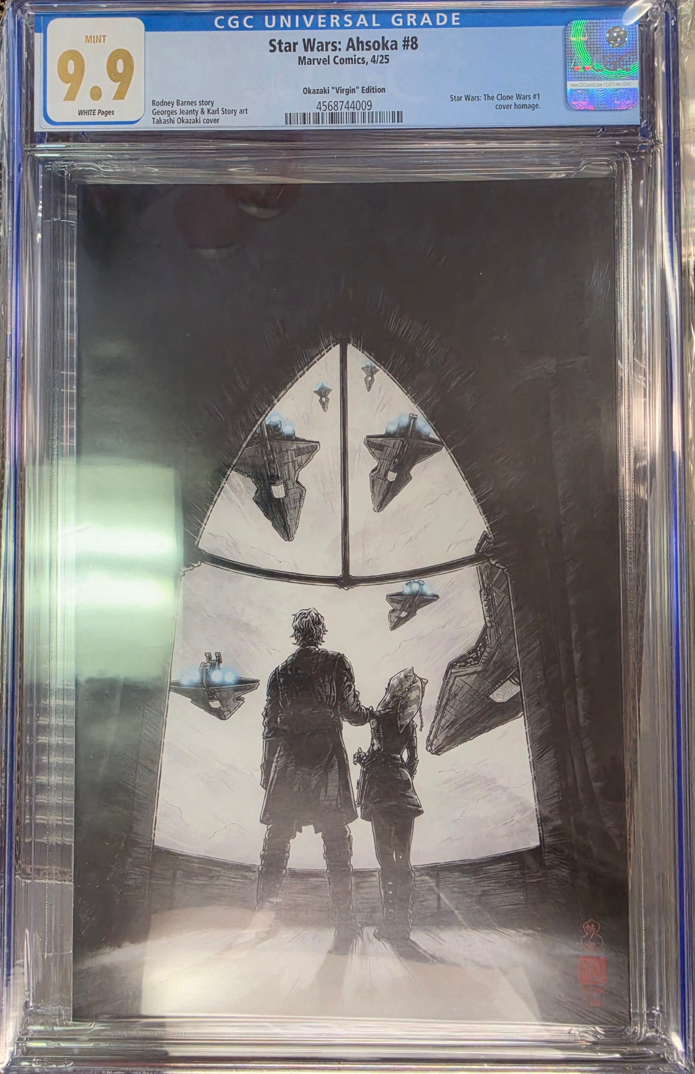 STAR WARS: AHSOKA #8 TAKASHI OKAZAKI LIMITED EDITION EXCLUSIVE VARIANT CVR B VIRGIN CGC 9.9 - 02-19-25 (C24)