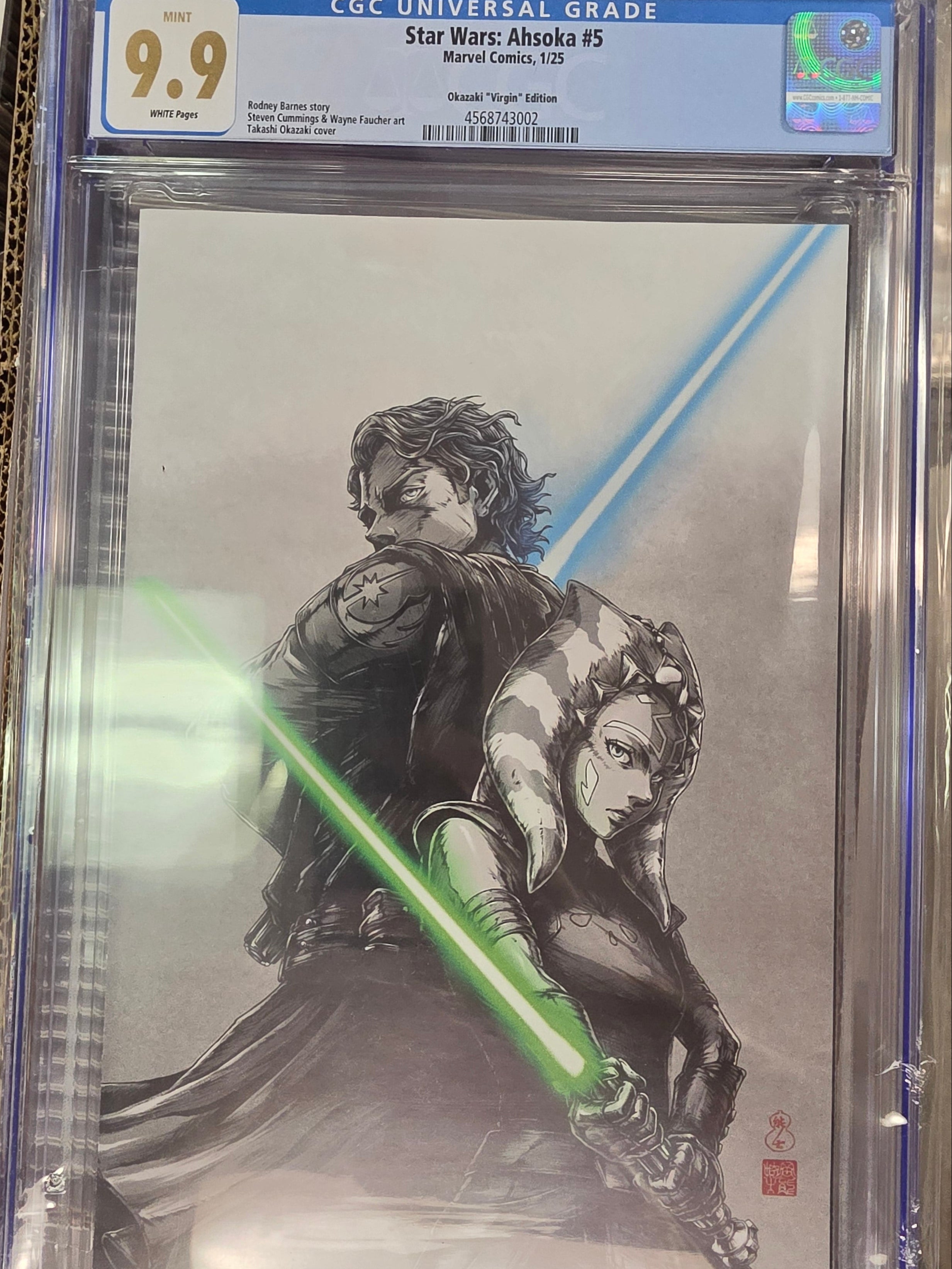 STAR WARS: AHSOKA #5 TAKASHI OKAZAKI LIMITED EDITION EXCLUSIVE VIRGIN 11-06-24 CGC 9.9 (C22)