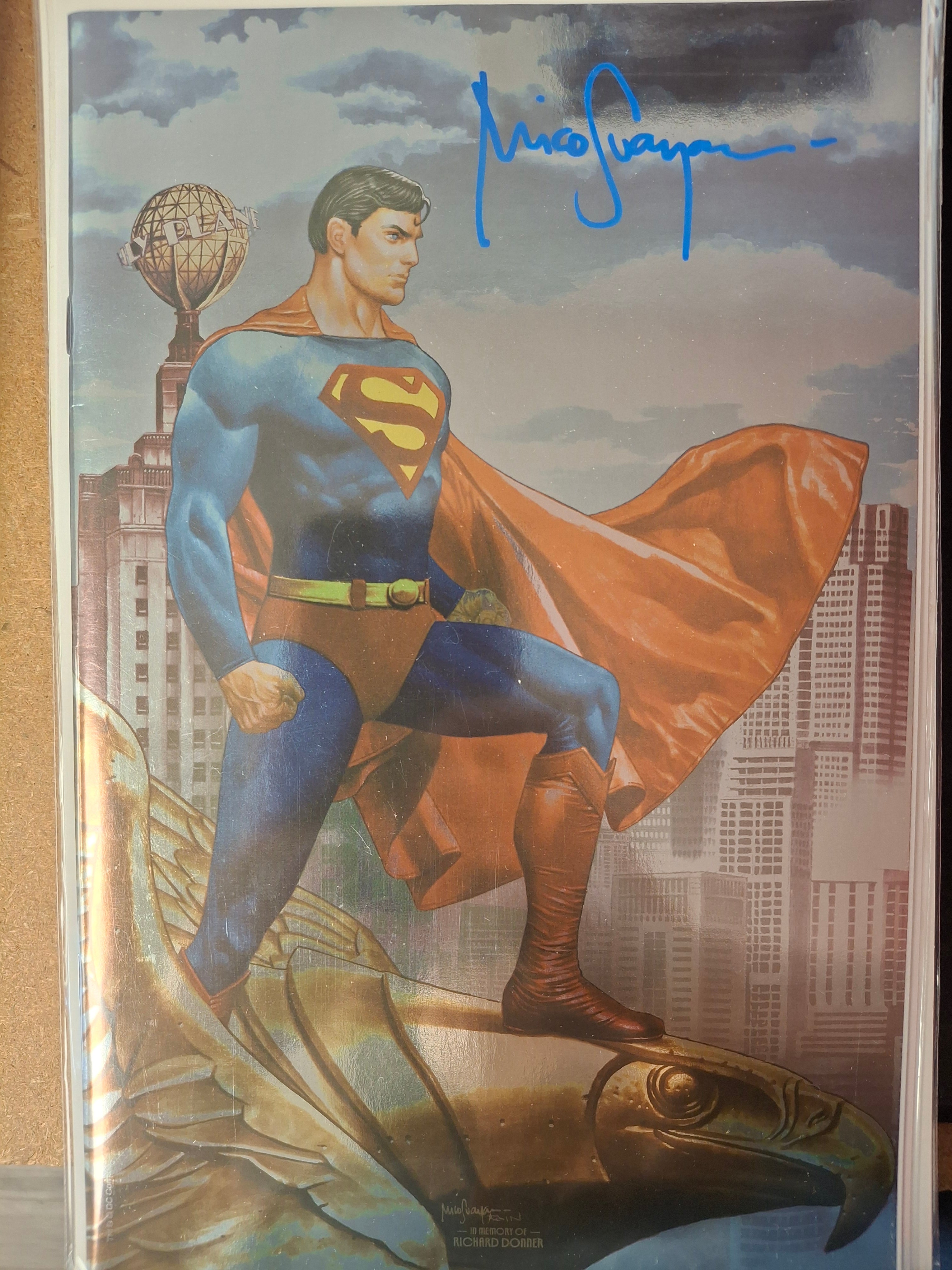 WORLD'S FINEST BATMAN SUPERMAN #1 SUPERMAN FOIL SIGNED BY MICO SUAYAN W/COA (SS9)