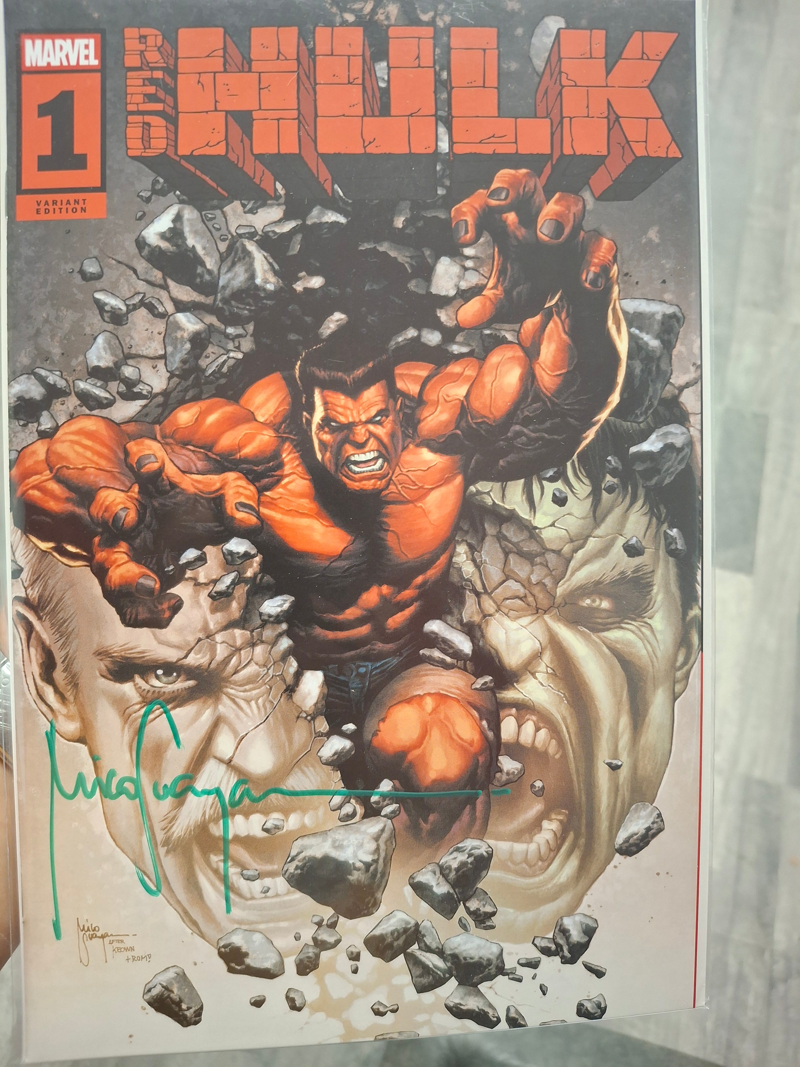 RED HULK #1 SPLIT PERSONALITY TRADE DRESS SIGNED BY MICO W/COA (SS1)