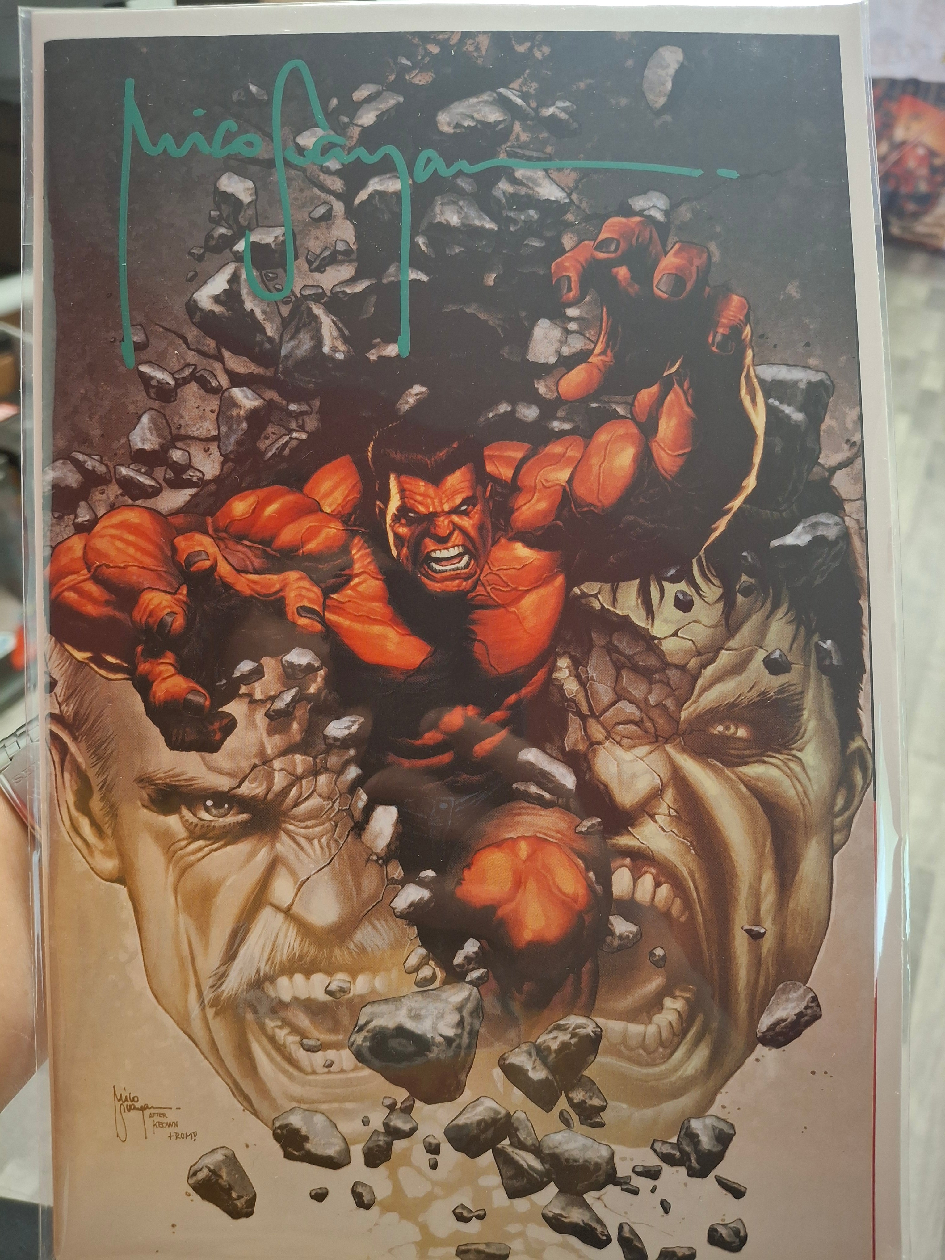 RED HULK #1 SPLIT PERSONALITY VIRGIN SIGNED BY MICO W/COA (SS1)
