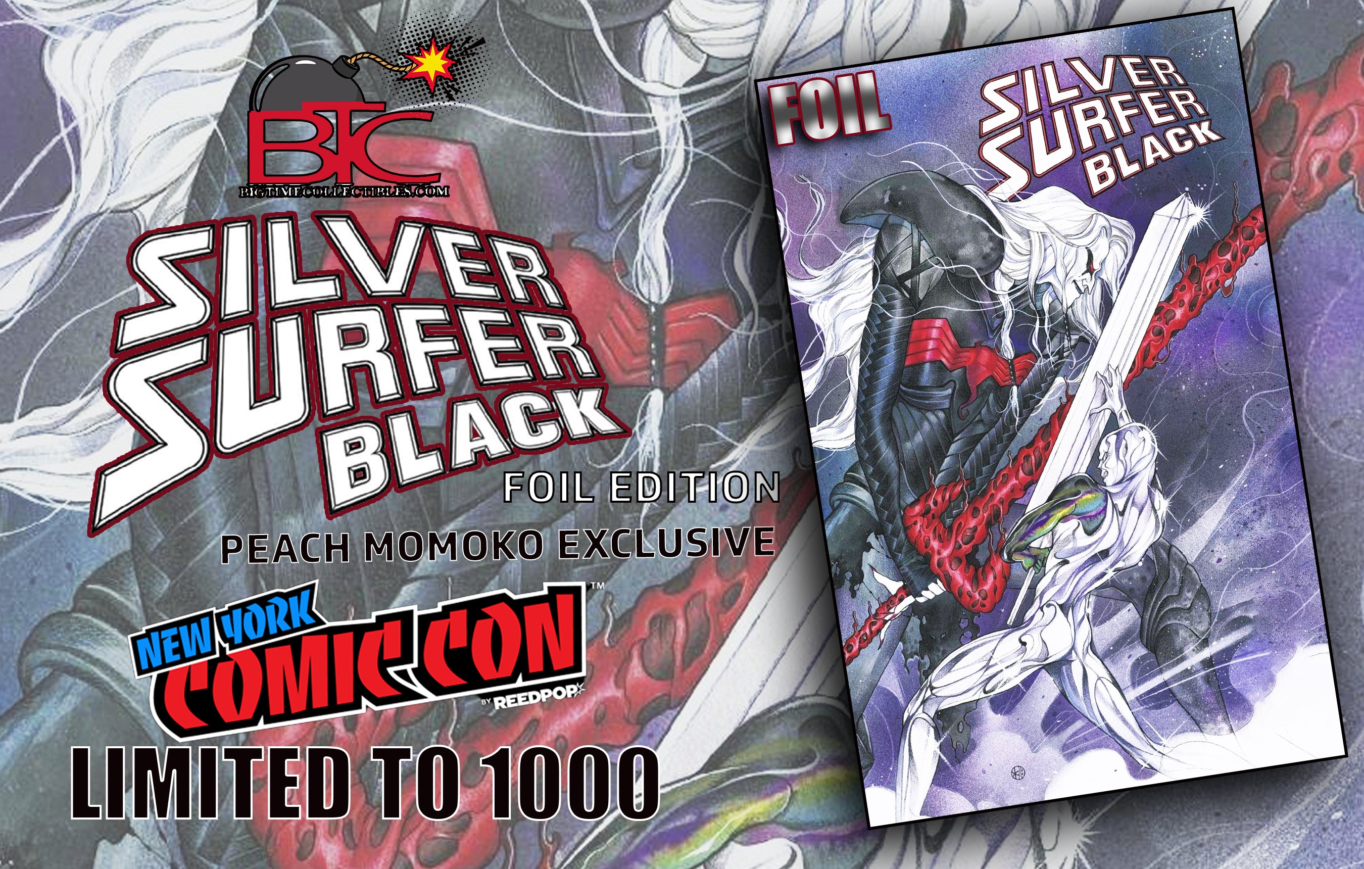 SILVER SURFER BLACK #4 PEACH MOMOKO NYCC EXCLUSIVE FOIL EDITION.