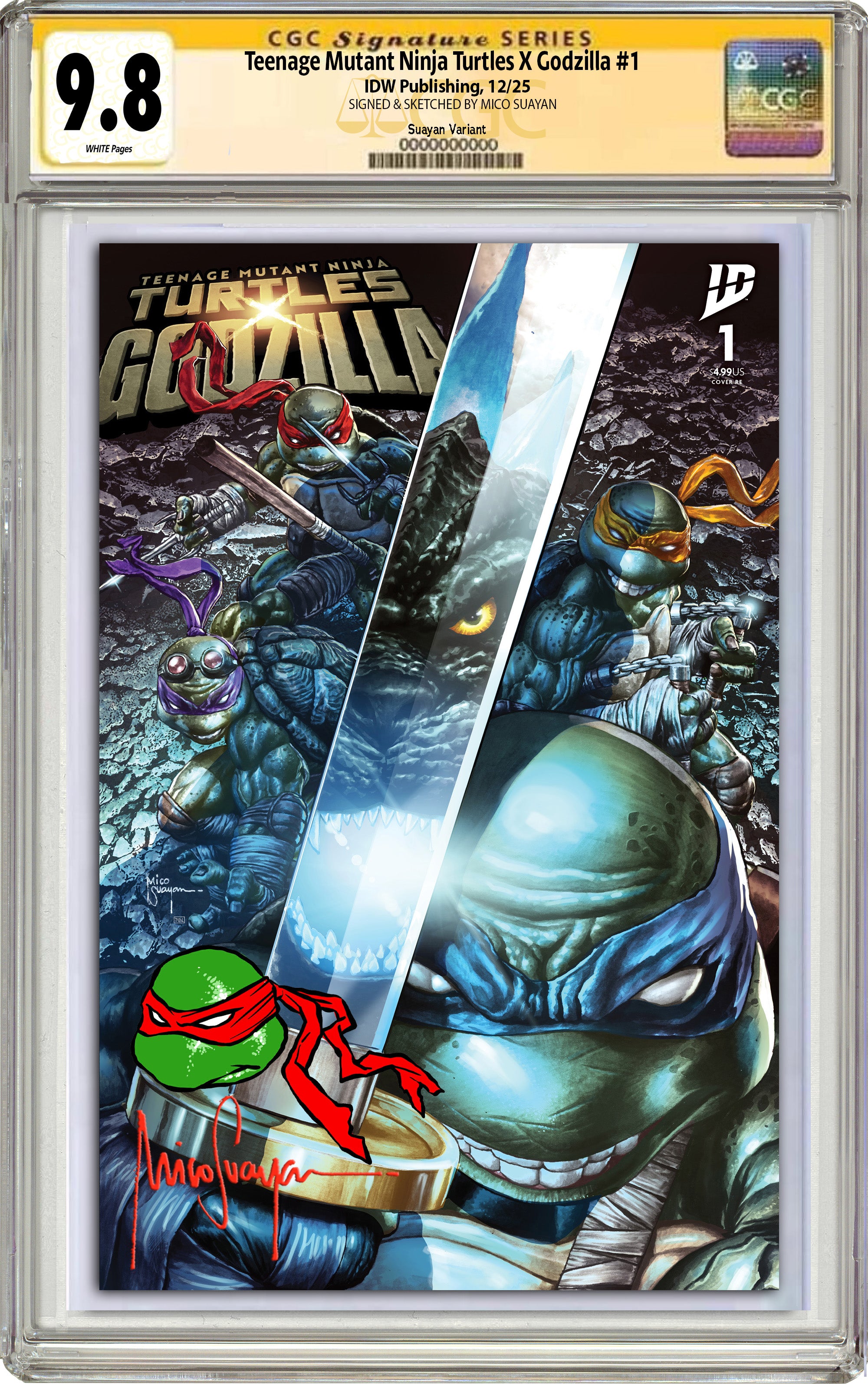 TEENAGE MUTANT NINJA TURTLES X GODZILLA #1 MICO SUAYAN SGCC EXCLUSIVE VARIANT COVER OPTIONS