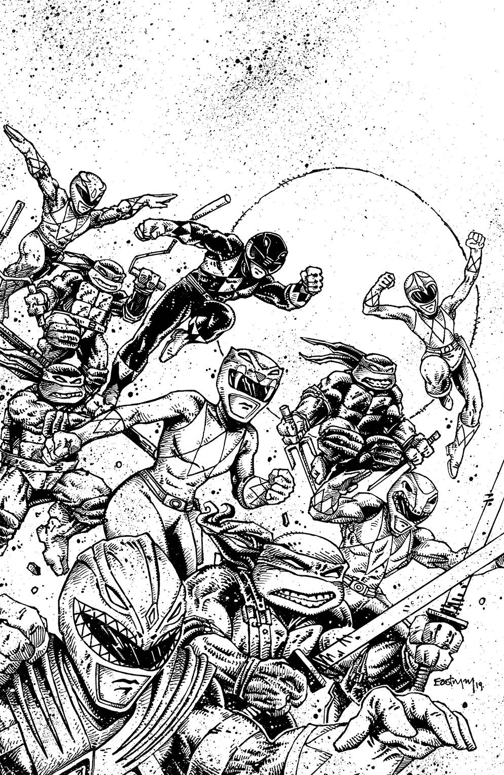 POWER RANGERS TEENAGE MUTANT NINJA TURTLES #1 KEVIN EASTMAN 1:50 VARIANT 12/04/19 FOC 11/11/19
