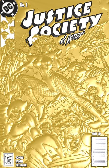 11/29/2022 JUSTICE SOCIETY OF AMERICA #1 CVR C JOE QUINONES 90S COVER MONTH FOIL MULTI-LEVEL EMBOSSED CARD STOCK VARIANT