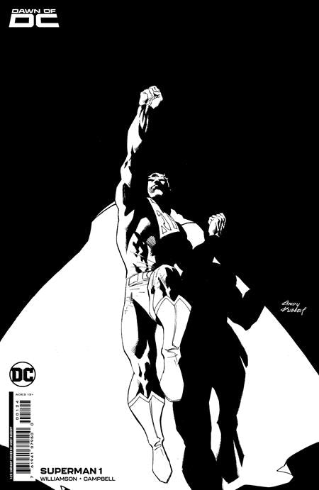 02/21/2023 SUPERMAN #1 CVR M INC 1:25 ANDY KUBERT BLACK & WHITE CARD STOCK VAR