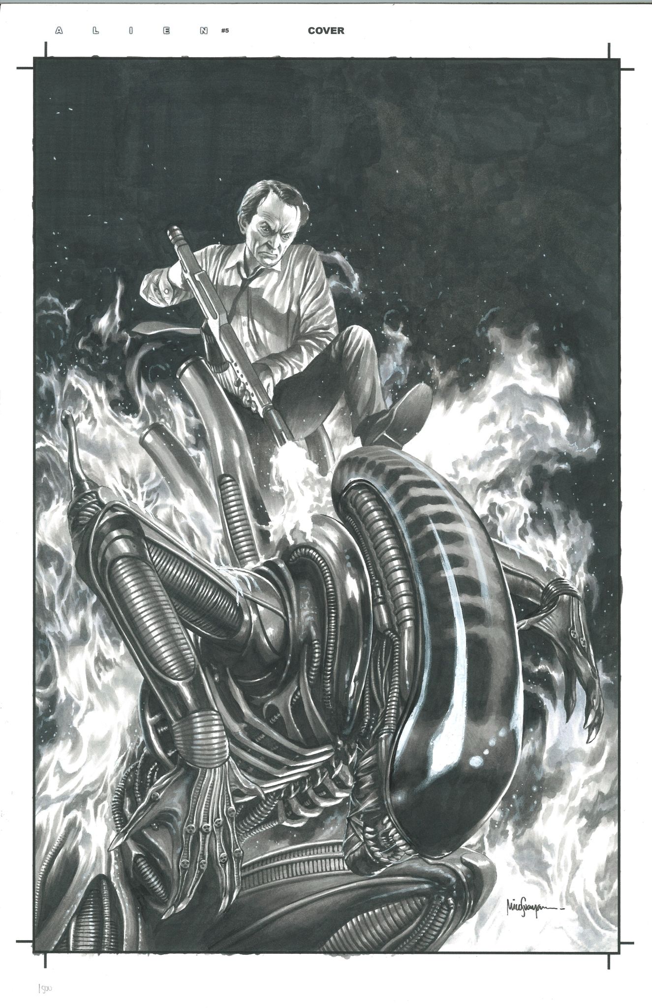 MICO SUAYAN 11X17 ORIGINAL ART FOR ALIEN #5 (2021)