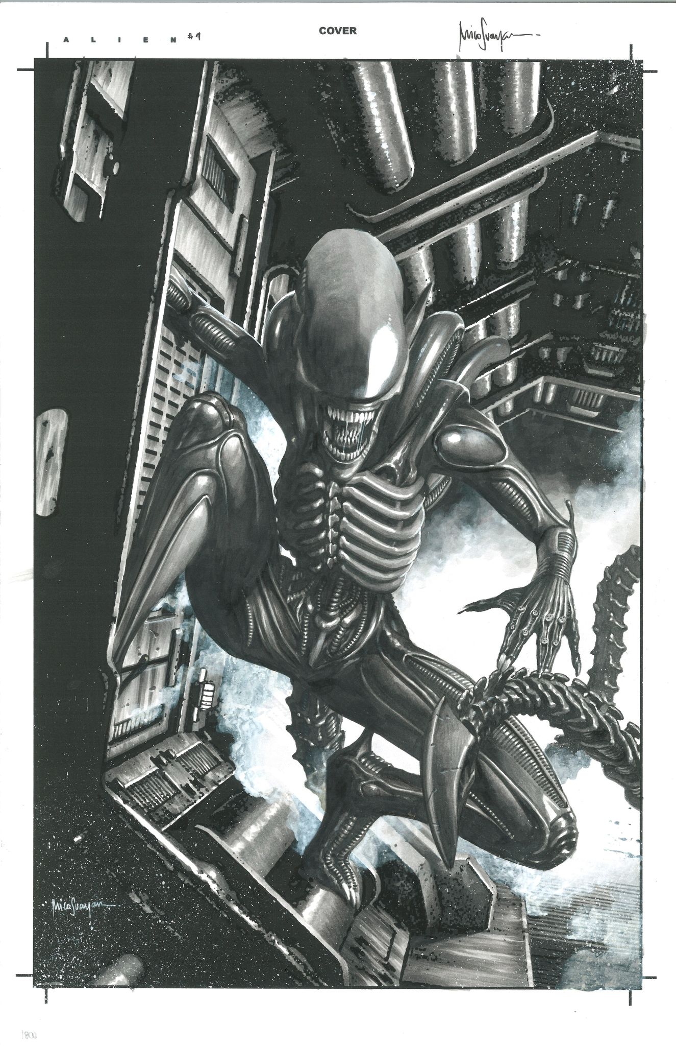 MICO SUAYAN 11X17 ORIGINAL ART FOR ALIEN #4 (2021) STORE EXCLUSIVE