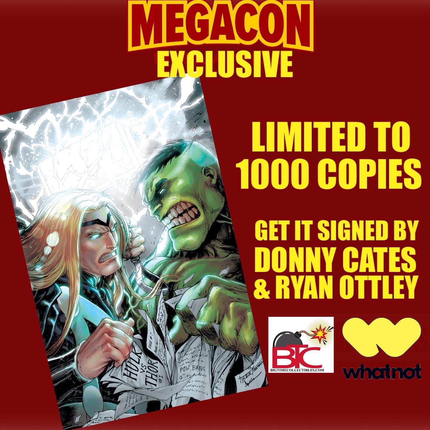 HULK VS THOR BANNER OF WAR ALPHA MEGACON 2022 TYLER KIRKHAM EXCLUSIVE VIRGIN COLOR SPLASH VARIANT (M12)