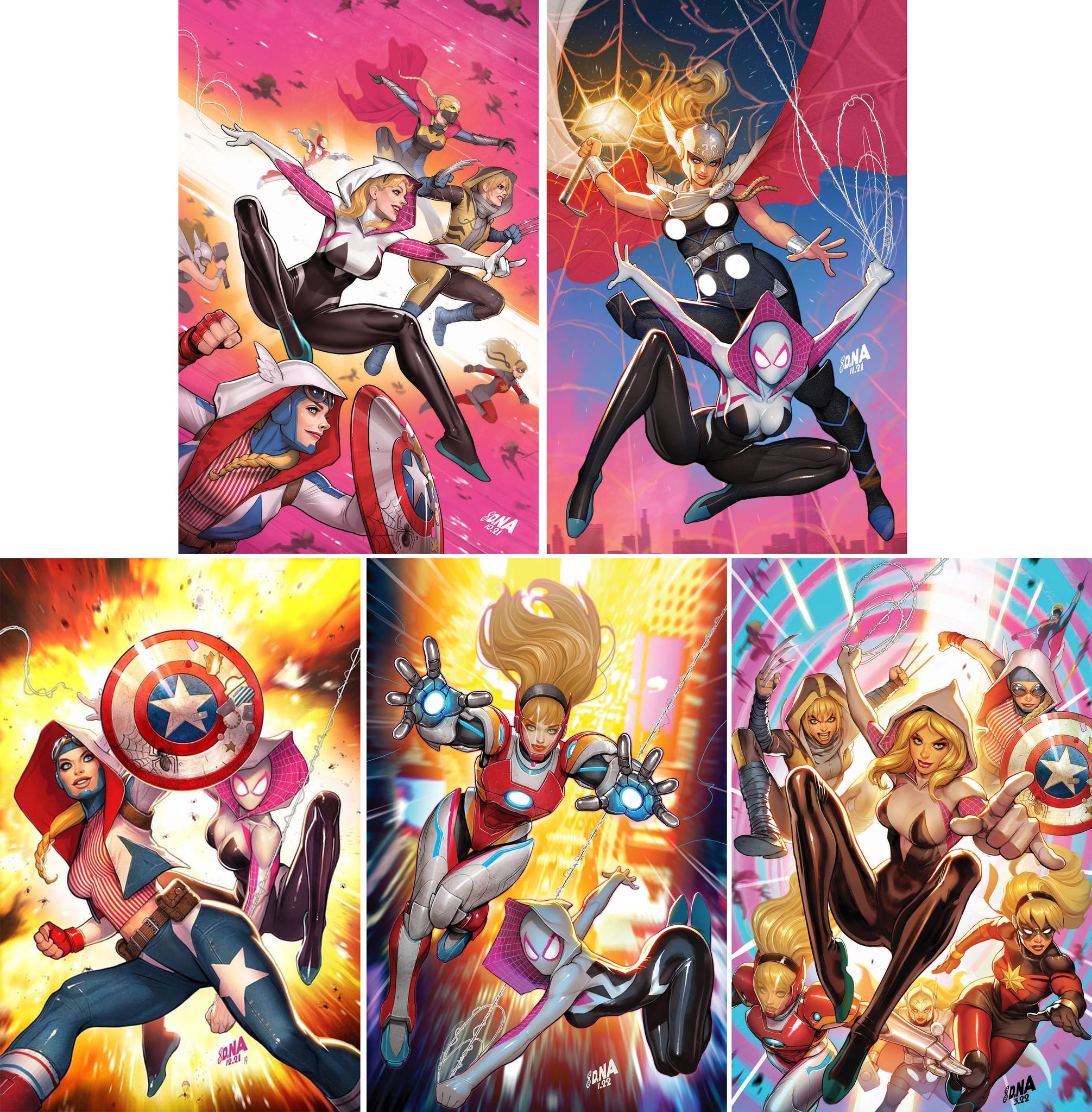 08/24/2022 SPIDER-GWEN GWENVERSE #1-5 DAVID NAKAYAMA EXCLUSIVE VIRGIN VARIANT 5-PACK