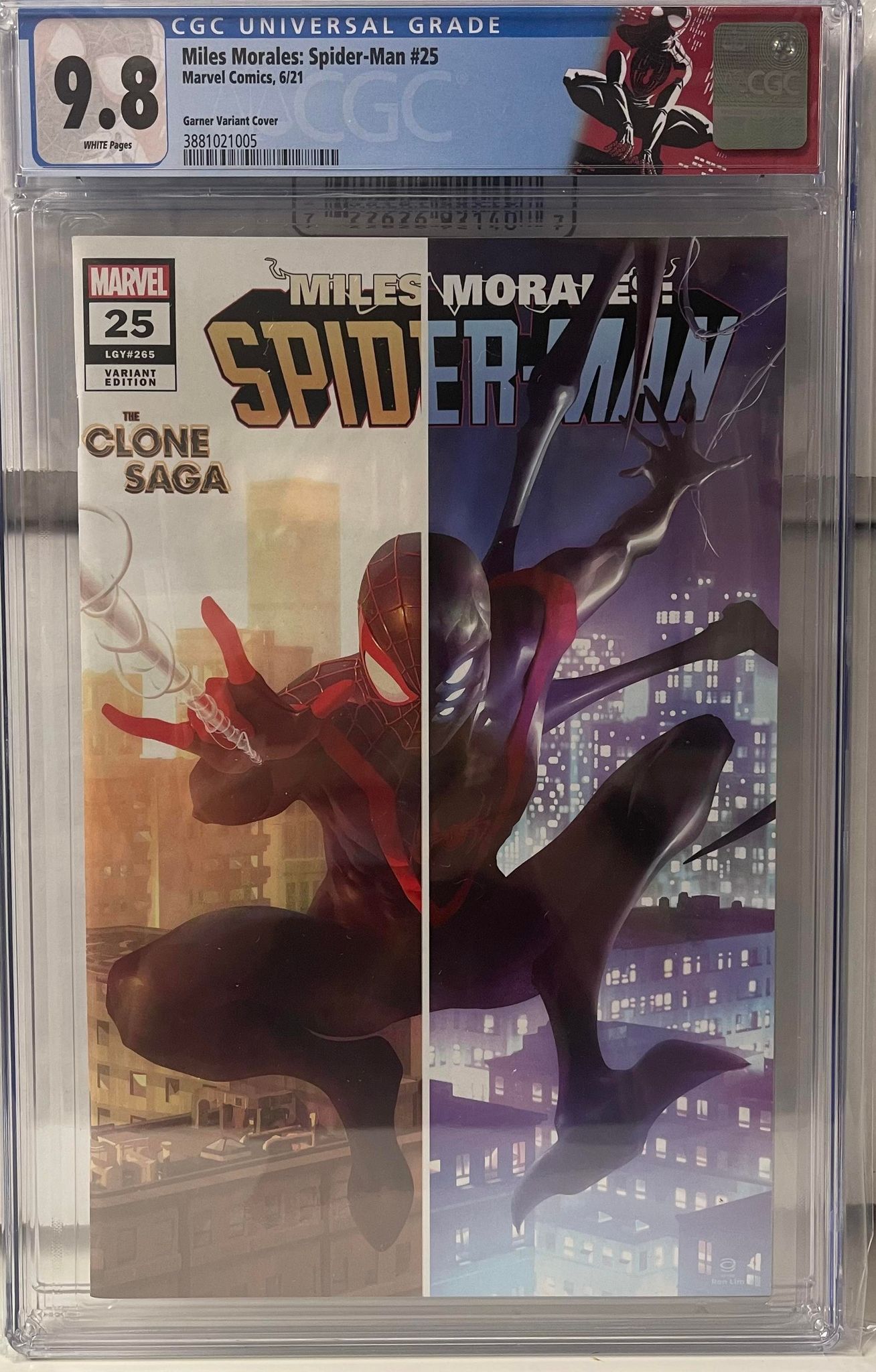MILES MORALES SPIDER-MAN #25 ALEX GARNER EXCLUSIVE VARIANT CGC 9.8 W/RETIRED MILES MORALES CUSTOM LABEL (IN STOCK) C43