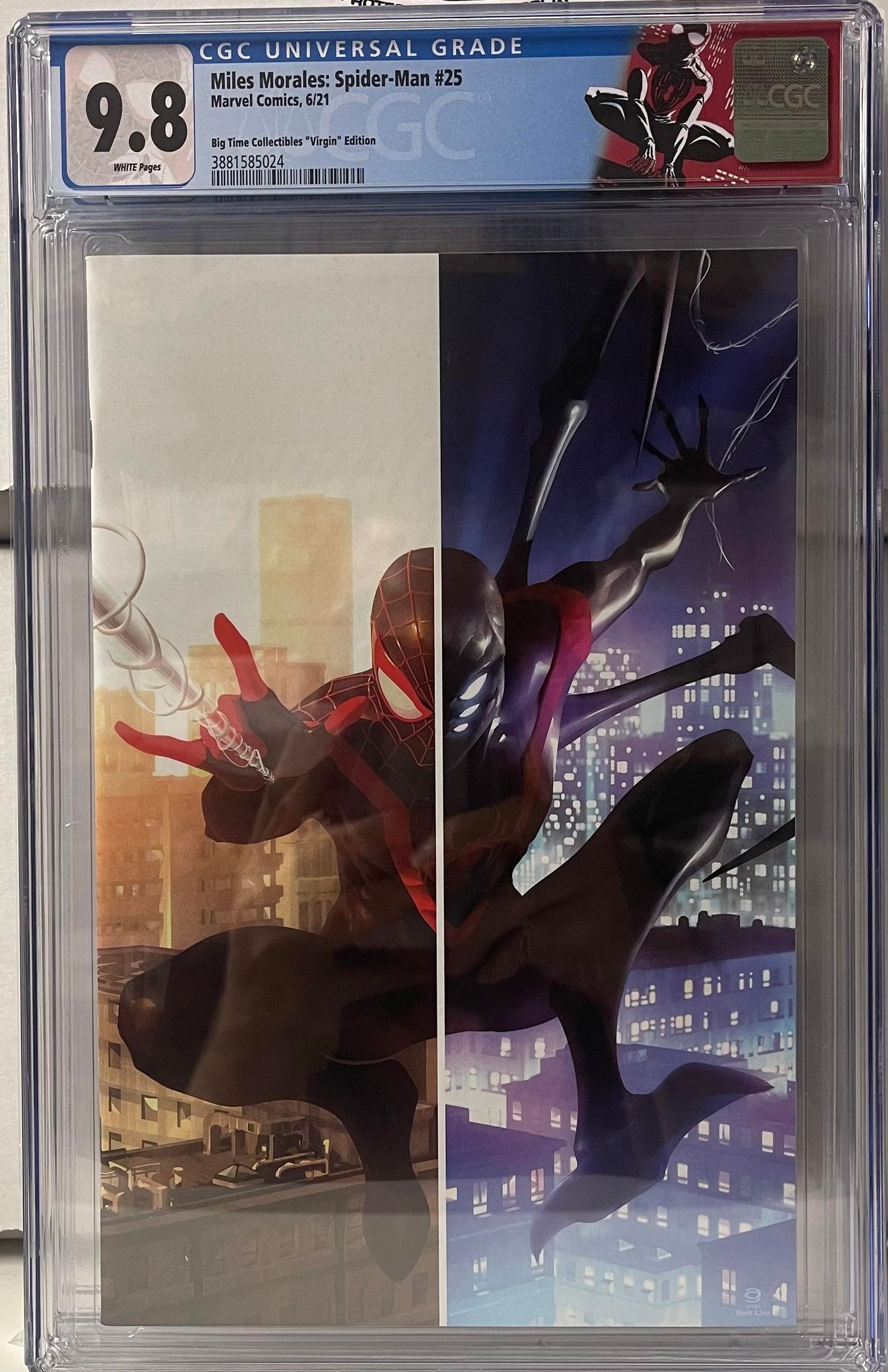 MILES MORALES SPIDER-MAN #25 ALEX GARNER EXCLUSIVE VIRGIN VARIANT CGC 9.8 W/RETIRED MILES MORALES CUSTOM LABEL (IN STOCK) C43