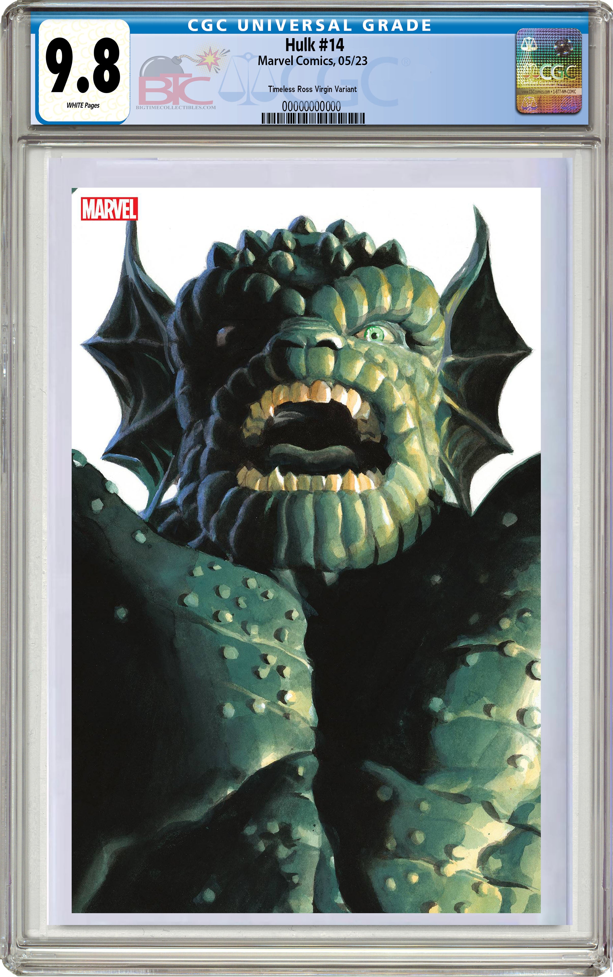 HULK #14 ALEX ROSS TIMELESS ABOMINATION VIRGIN VARIANT CGC 9.8 (IN STOCK)C55