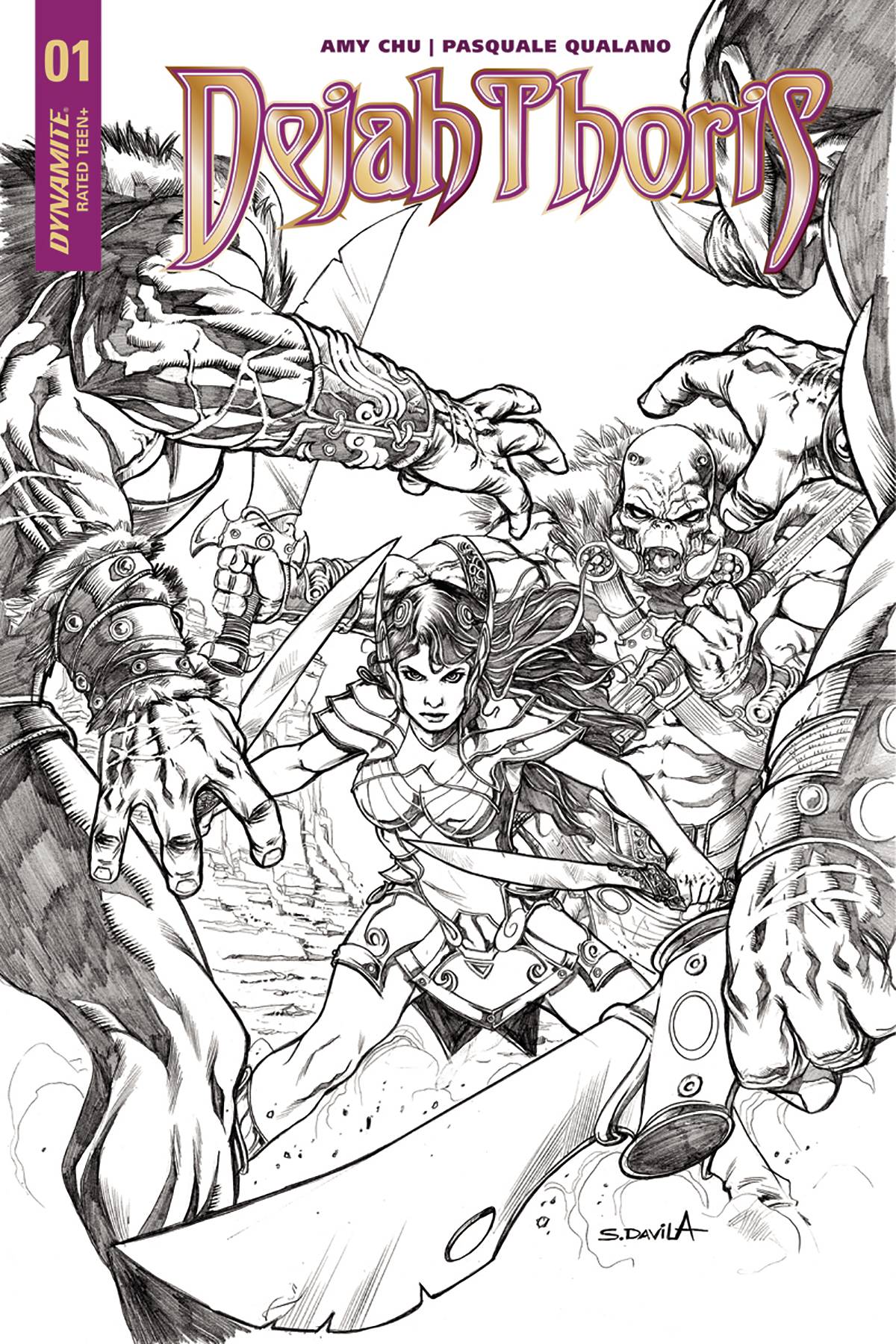 DEJAH THORIS #1 CVR H DAVILA B&W 1:40 INCENTIVE VARIANT (Net) 02/07/18 RD