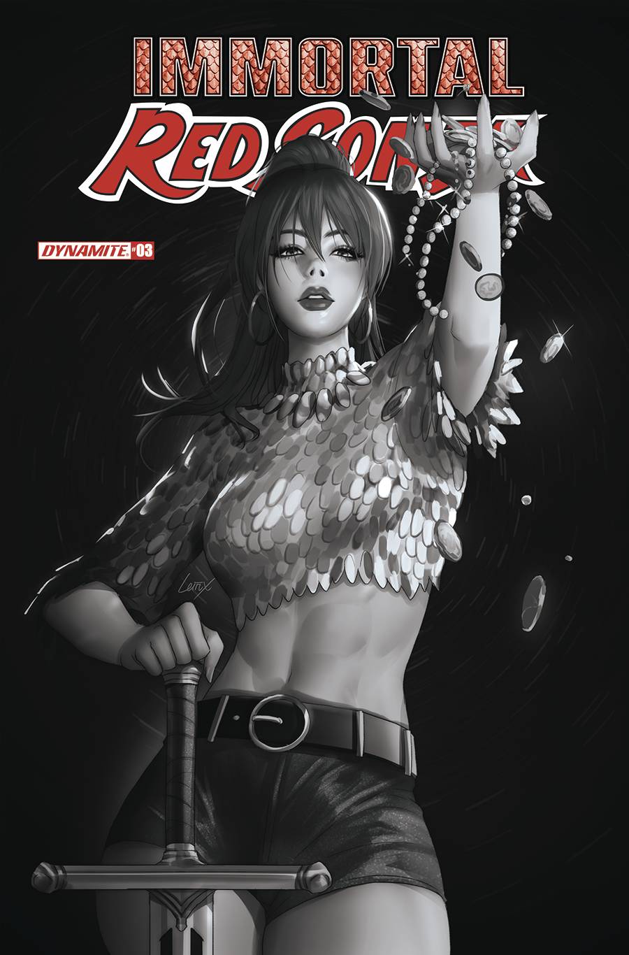 06/15/2022 IMMORTAL RED SONJA #3 CVR F 1:10 COPY INCV LEIRIX B&W