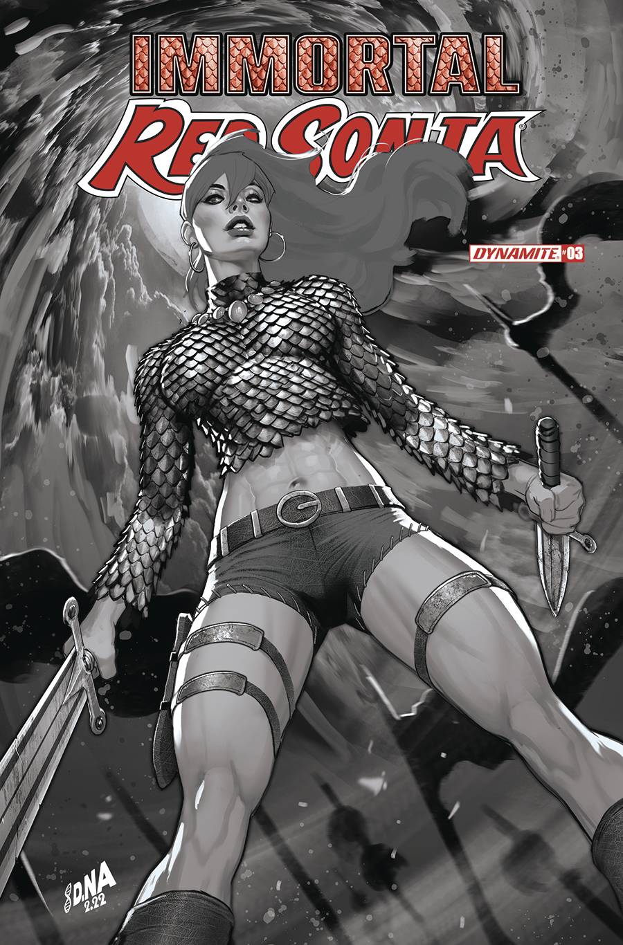 06/15/2022 IMMORTAL RED SONJA #3 CVR O FOC NAKAYAMA B&W