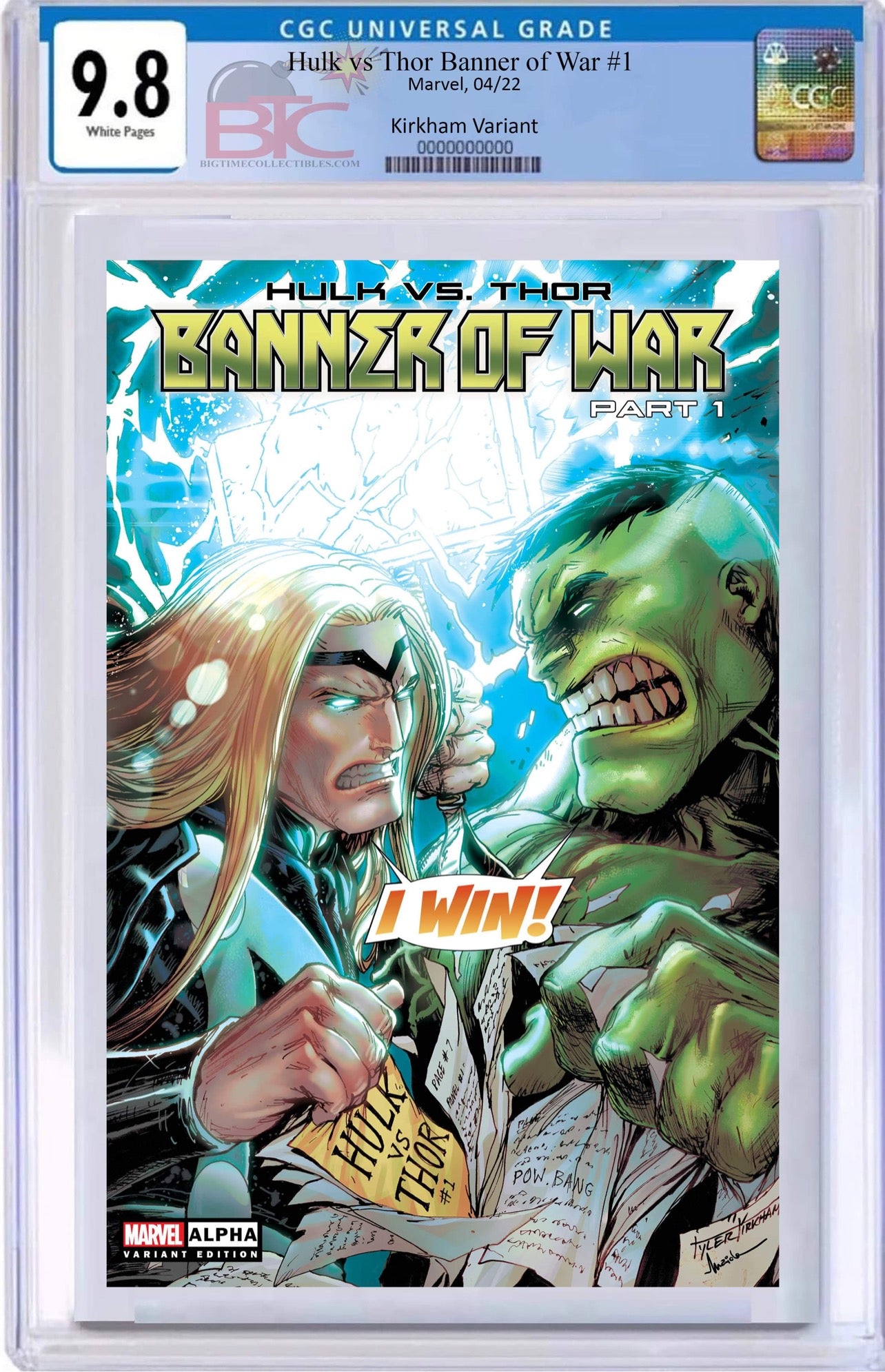 05/11/2022 HULK VS. THOR: BANNER OF WAR ALPHA 1 TYLER KIRKHAM EXCLUSIVE VARIANT COVER OPTIONS