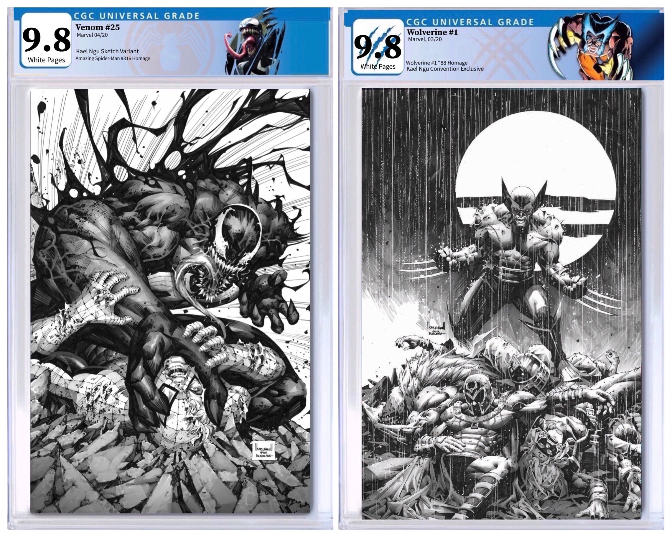 WOLVERINE #1 & VENOM #25 KAEL NGU EXCLUSIVE SKETCH VARIANT RAW & CGC COMBO