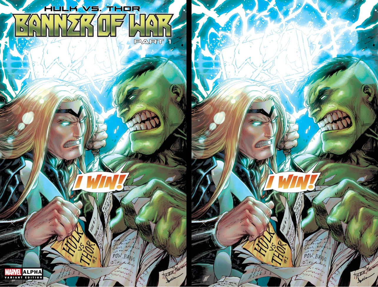 05/11/2022 HULK VS. THOR: BANNER OF WAR ALPHA 1 TYLER KIRKHAM EXCLUSIVE VARIANT COVER OPTIONS