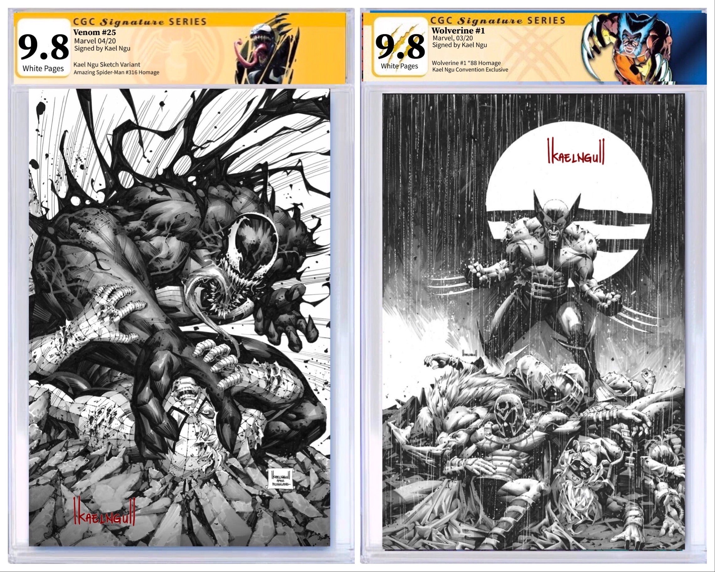 WOLVERINE #1 & VENOM #25 KAEL NGU EXCLUSIVE SKETCH VARIANT RAW & CGC COMBO