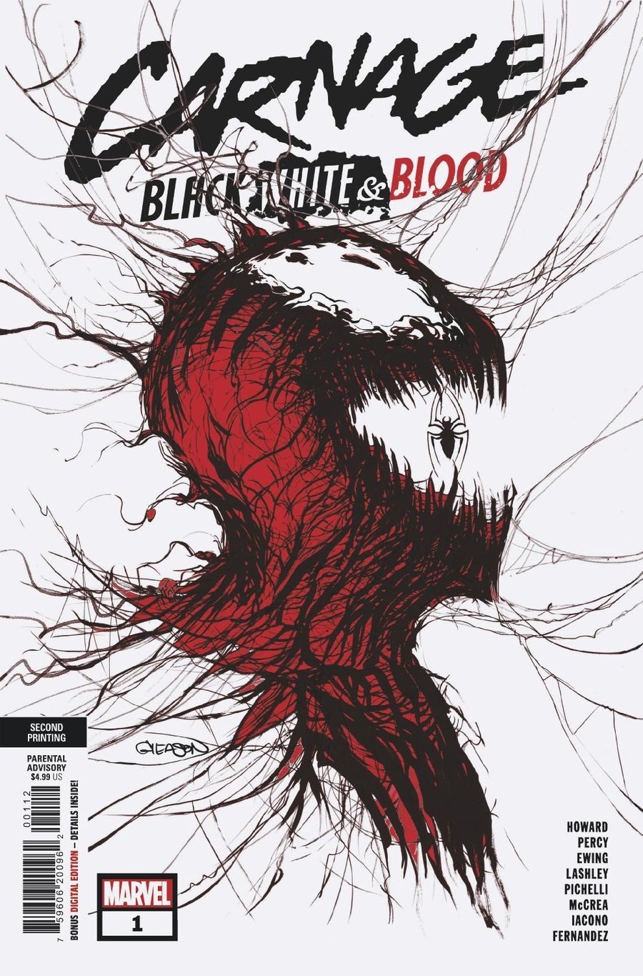 CARNAGE BLACK WHITE AND BLOOD #1 (OF 4) 2ND PTG GLEASON VAR 05/05/21