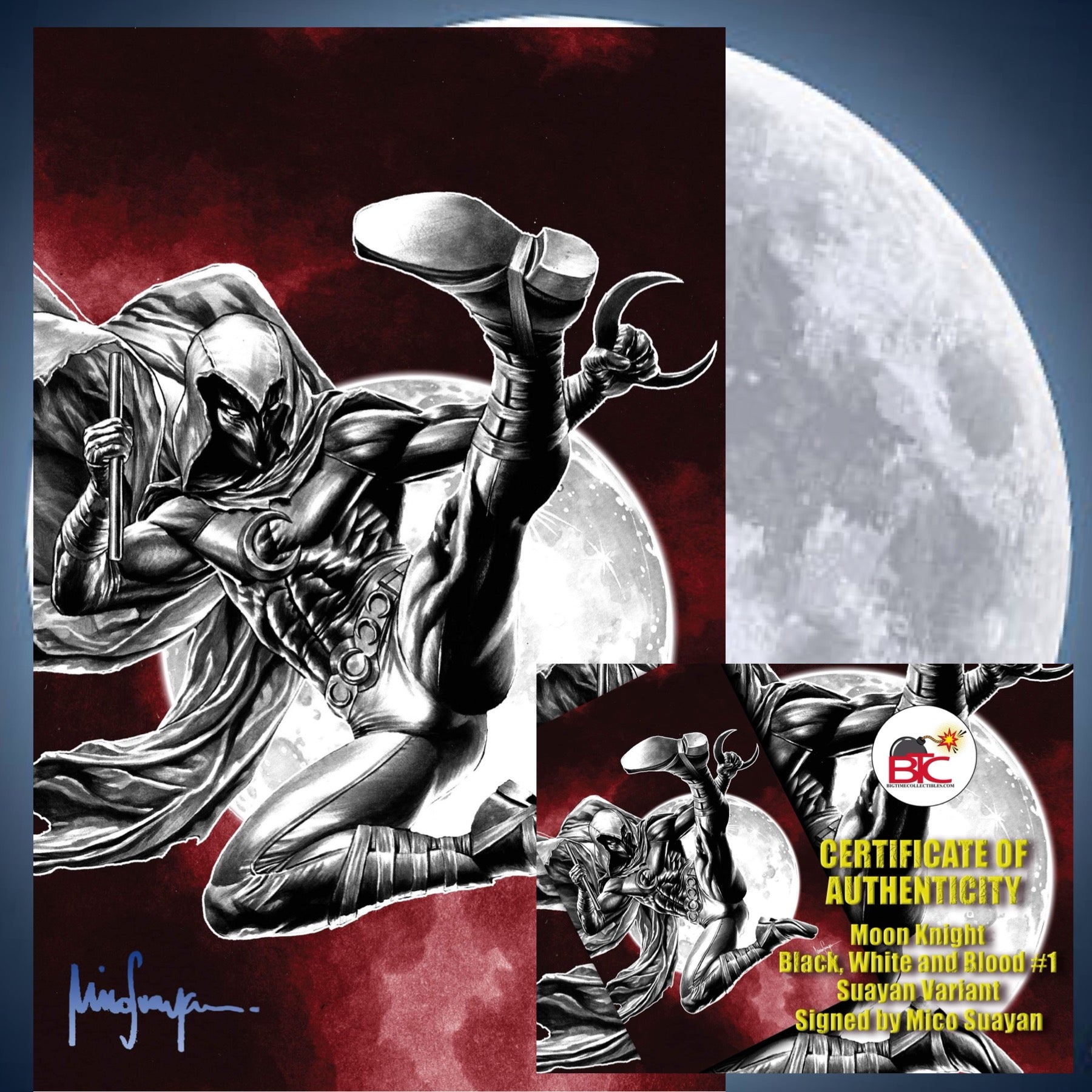MOON KNIGHT: BLACK, WHITE & BLOOD 1 MICO SUAYAN EXCLUSIVE VARIANT OPTIONS