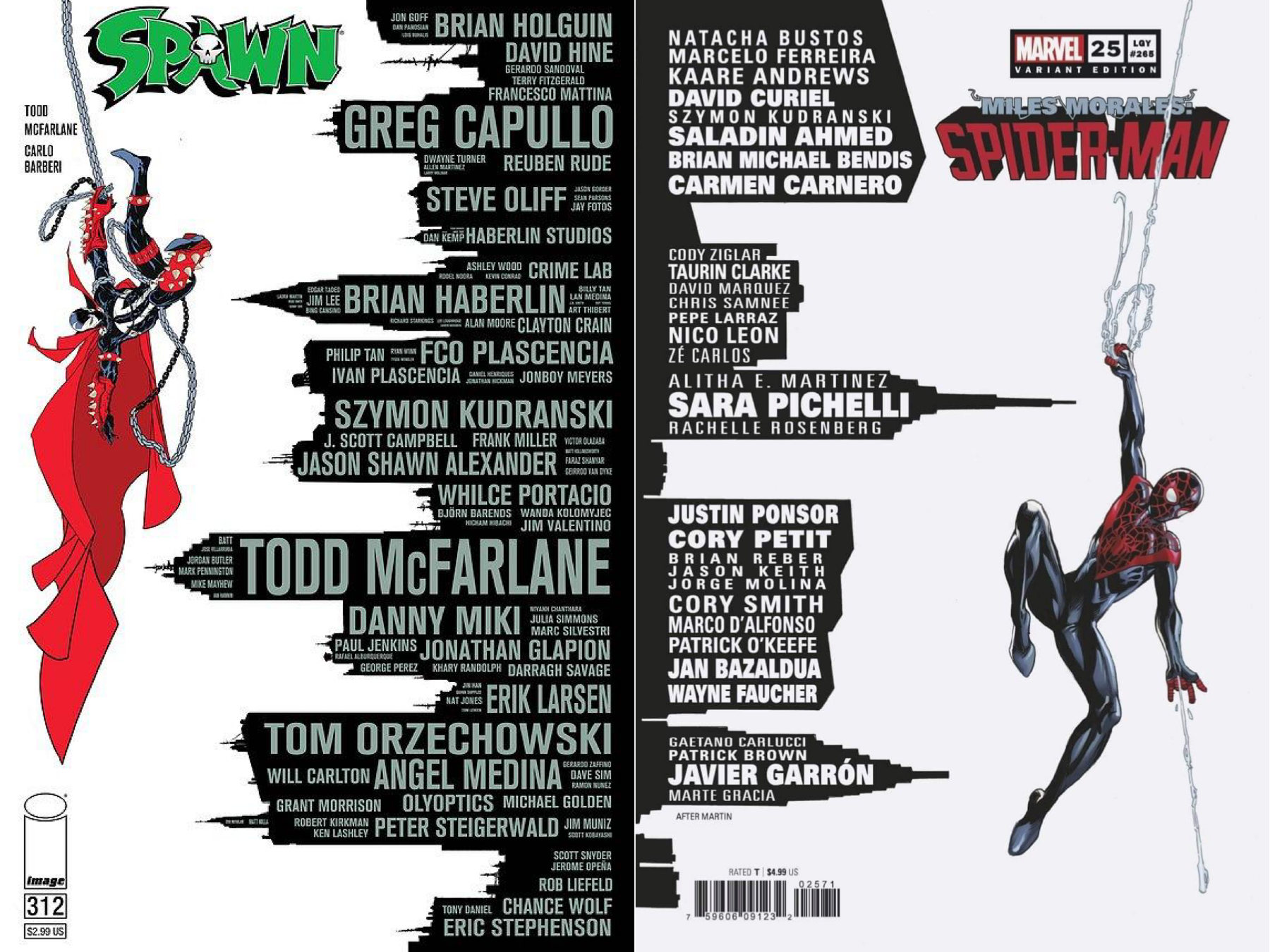 MILES MORALES SPIDER-MAN #25 & SPAWN #312 SKYLINE COMBO 04/28/21