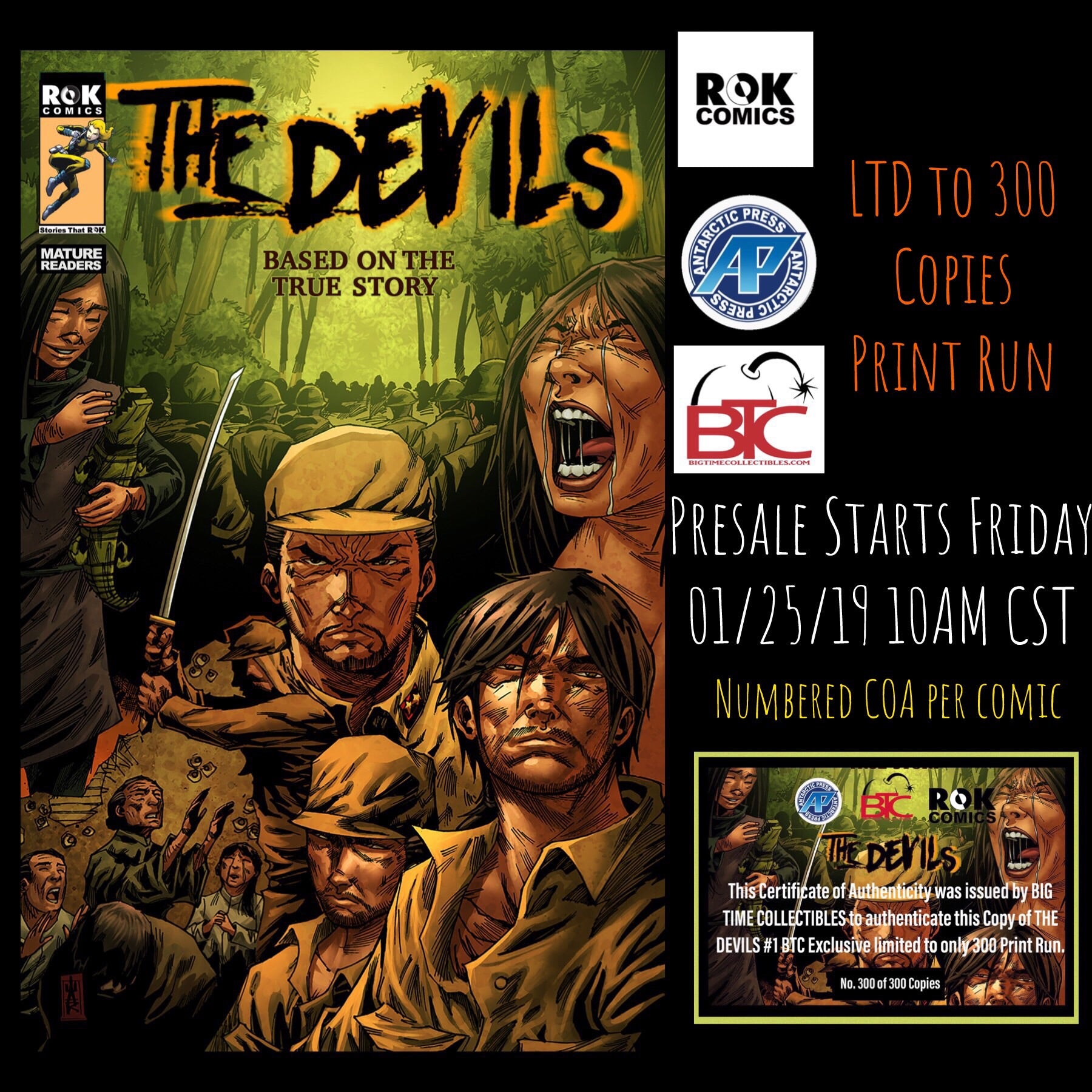 THE DEVILS #1 BTC EXCLUSIVE LIMITED TO 300 COPIES PRINT RUN 02/13/19