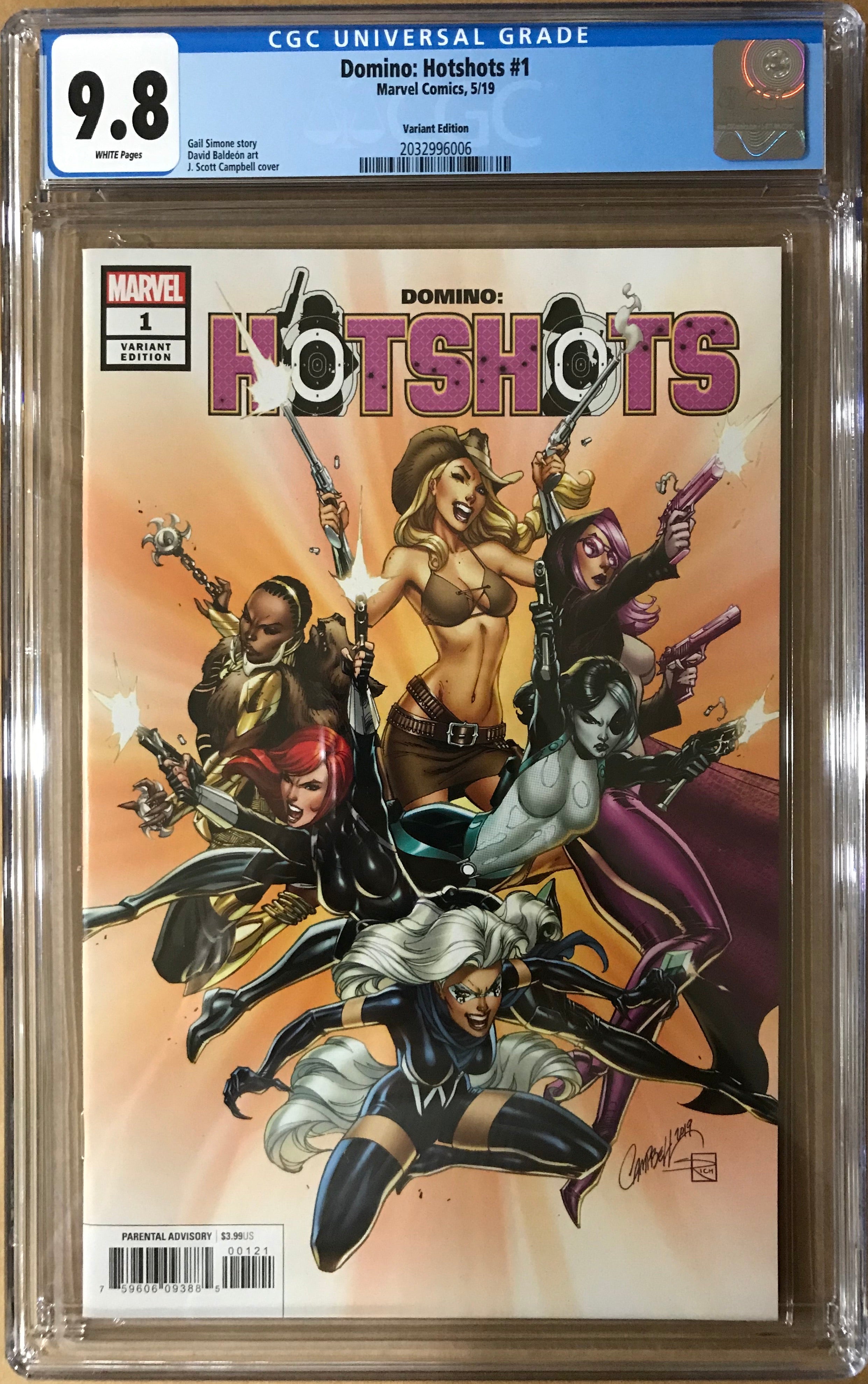 DOMINO HOTSHOTS #1 J SCOTT CAMPBELL 1:50 VARIANT CGC 9.8 (INSTOCK) C68