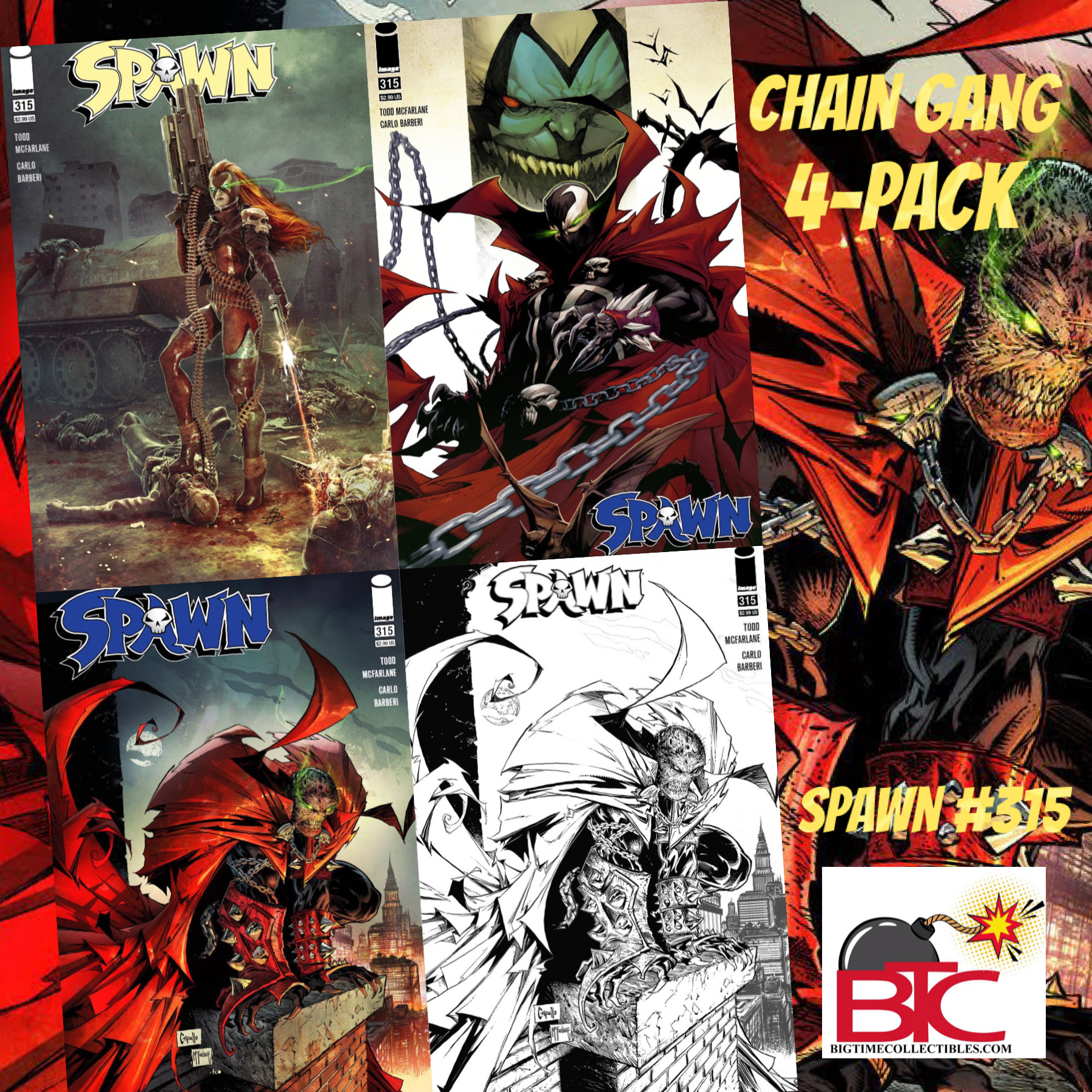 SPAWN #315 CHAIN GANG 4-PACK CVR A,B,C & 1:5 02/24/21