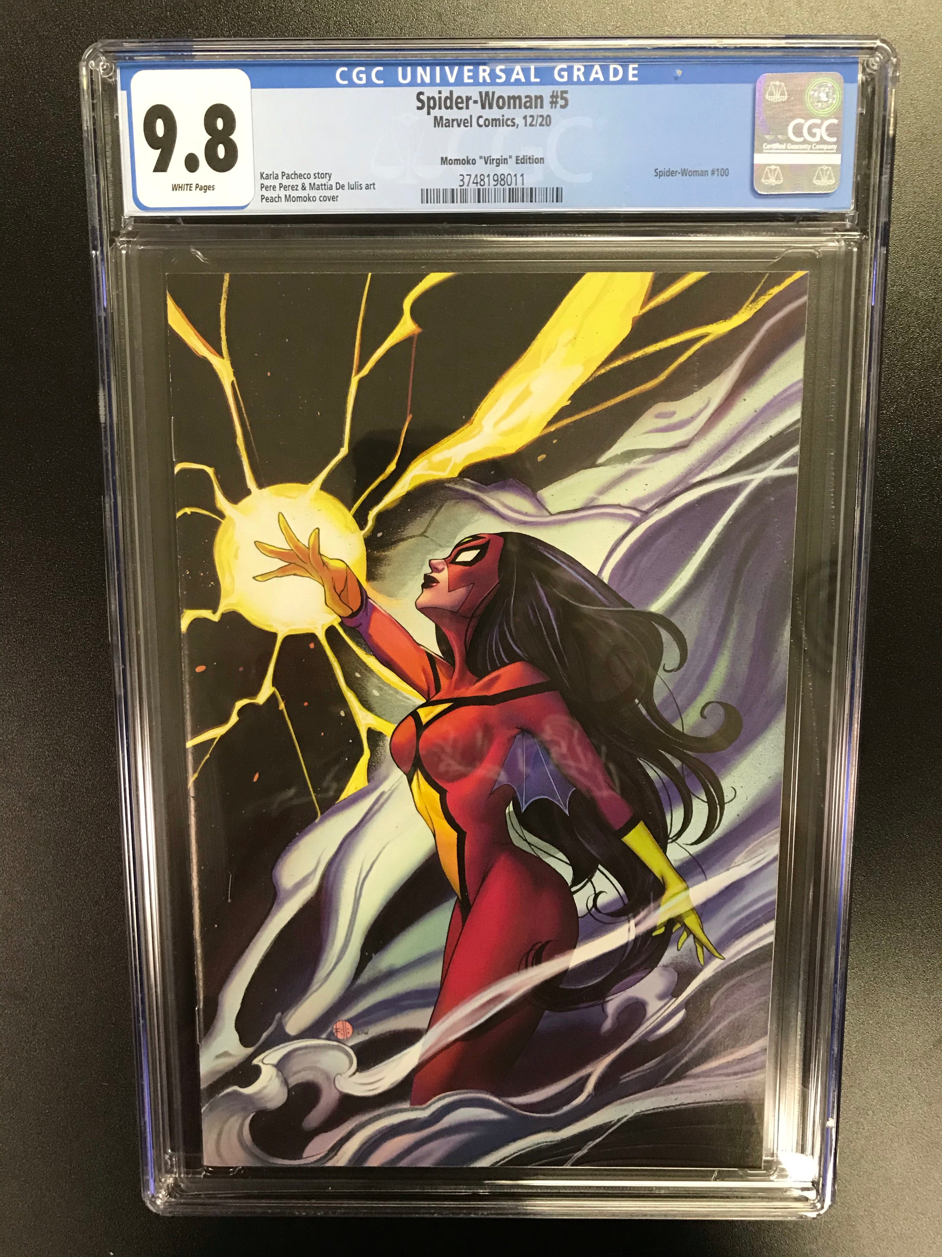 SPIDER--WOMAN #5 PEACH MOMOKO 1:100 VIRGIN VARIANT CGC 9.8 (INSTOCK) C18