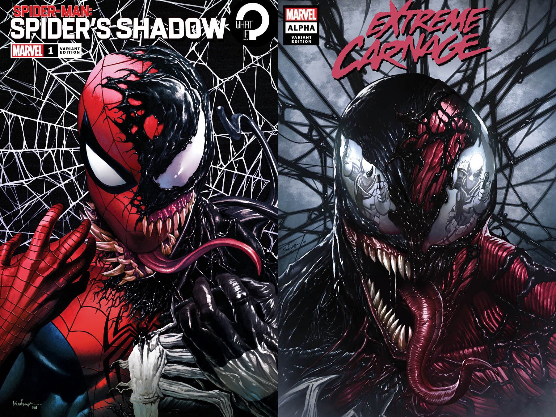 EXTREME CARNAGE ALPHA #1 & SPIDER'S SHADOW #1 TRADE DRESS SET