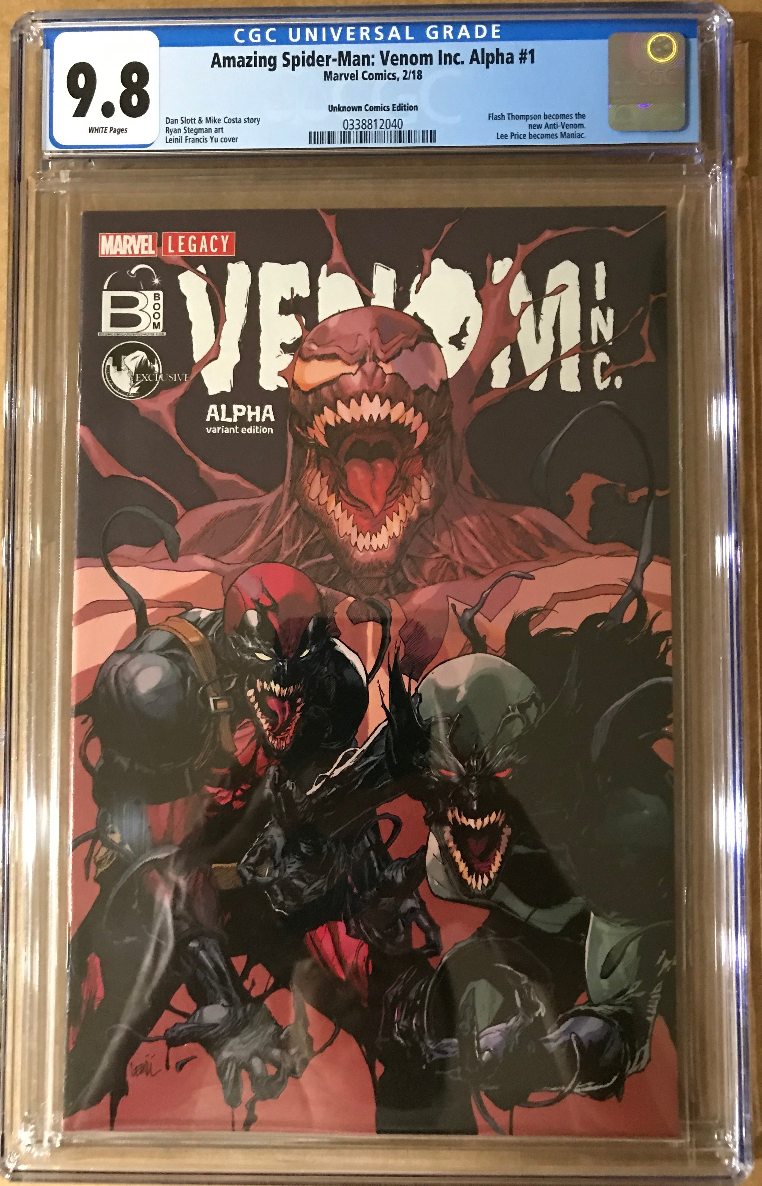 AMAZING SPIDER-MAN: VENOM INC ALPHA #1 LEINIL YU EXCLUSIVE CGC 9.8