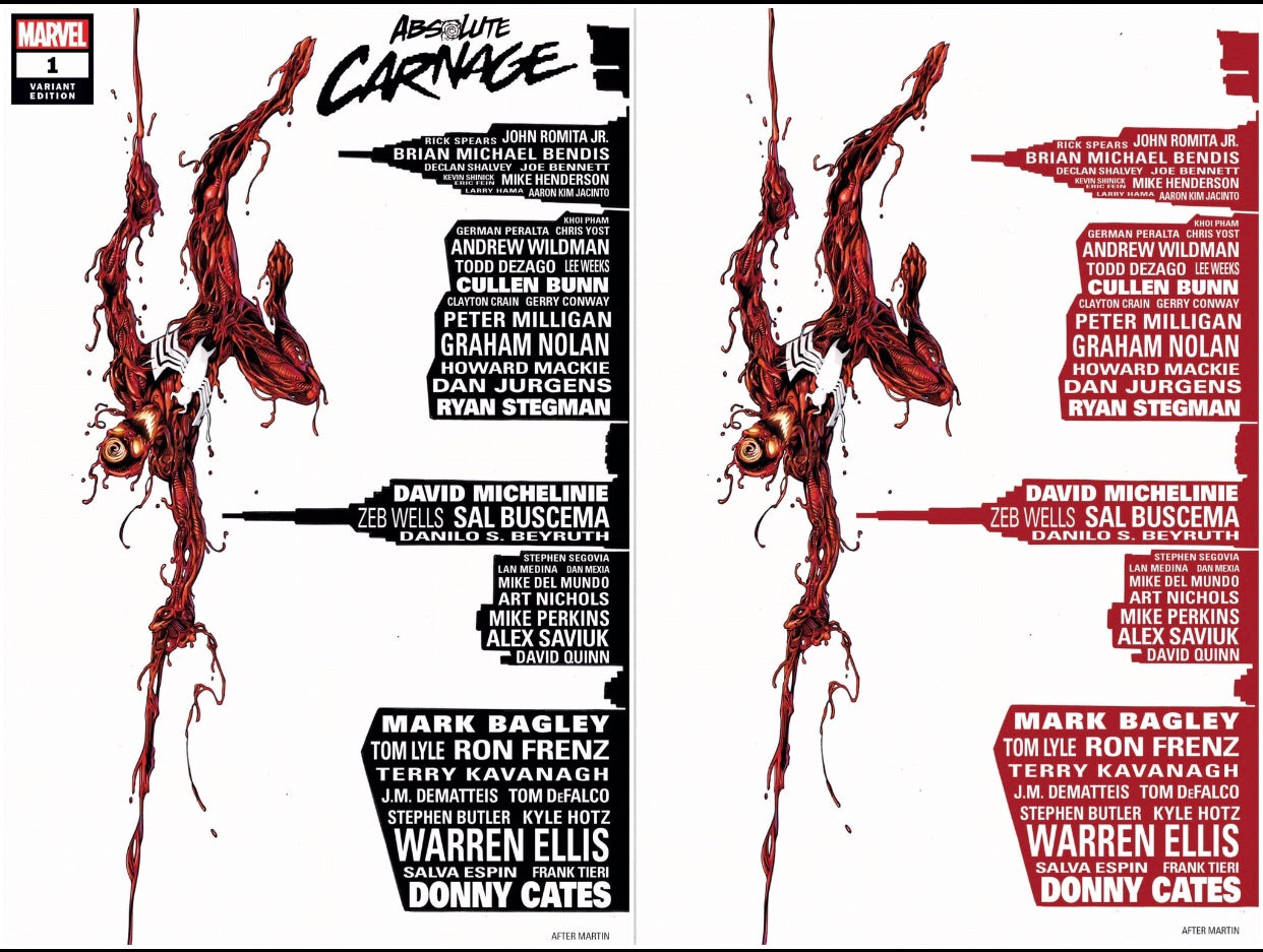 ABSOLUTE CARNAGE #1 MARK BAGLEY SKYLINE EXCLUSIVE TRADE DRESS & VIRGIN OPTIONS