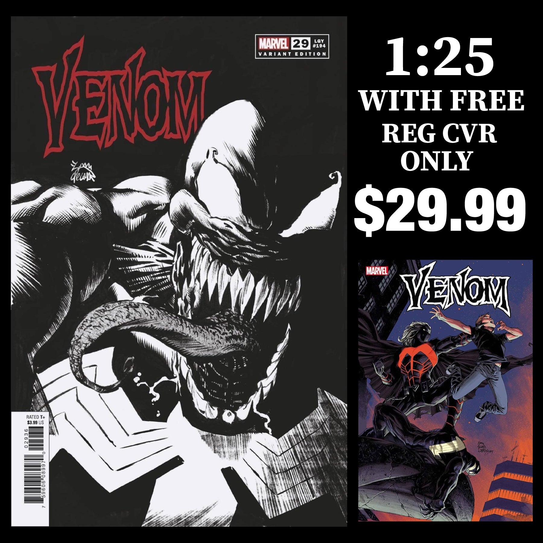 VENOM #29 STEGMAN 1:25 SKETCH VARIANT W/FREE REGULAR COVER 10/21/20
