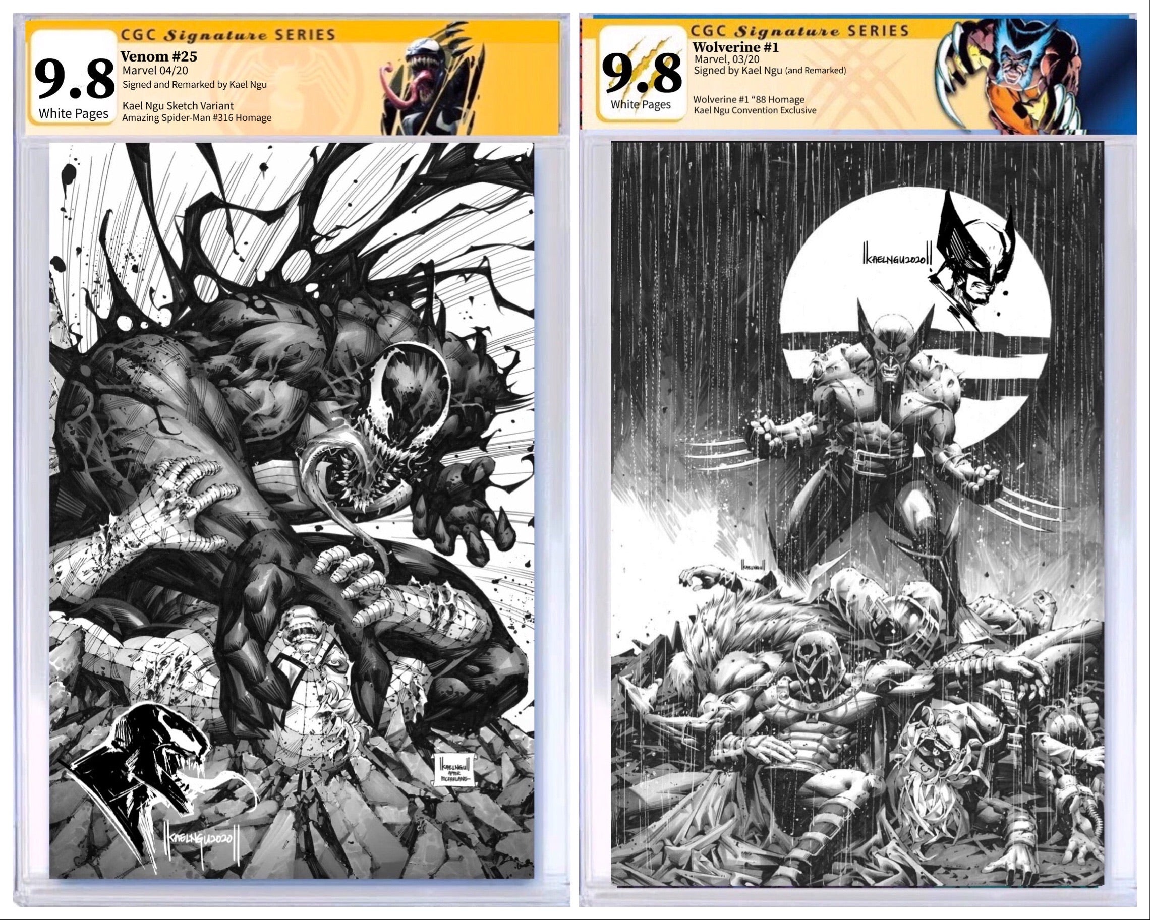 WOLVERINE #1 & VENOM #25 KAEL NGU EXCLUSIVE SKETCH VARIANT RAW & CGC COMBO