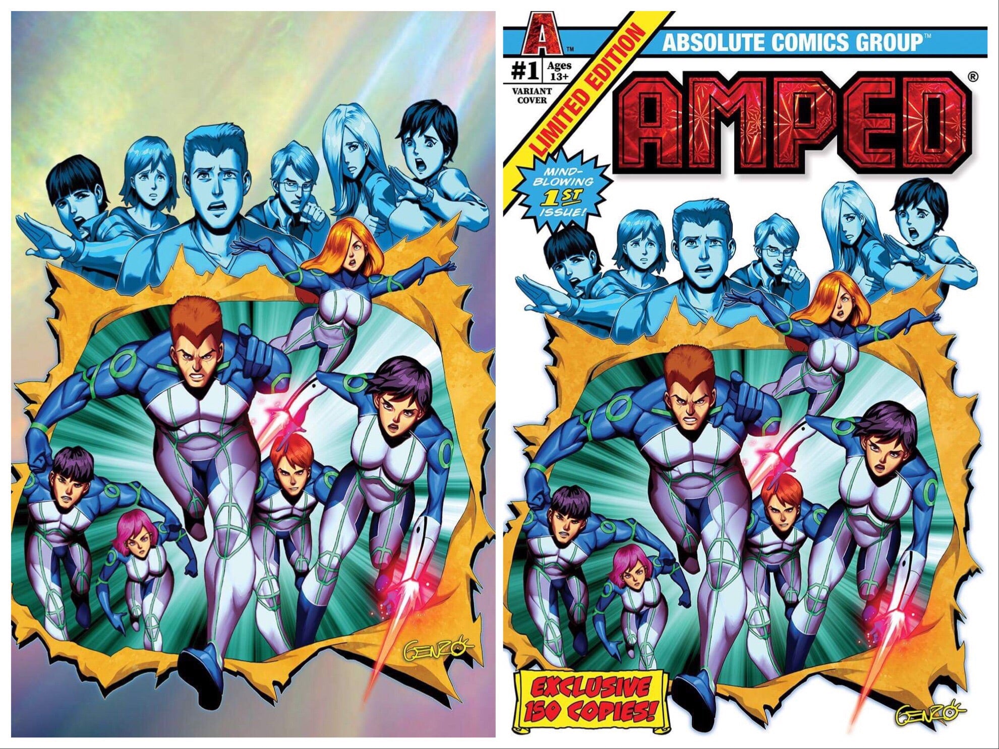 AMPED #1 BTC EXCLUSIVE FOIL TRADE DRESS & FOIL VIRGIN COVER SET 06/26/19(CB56)