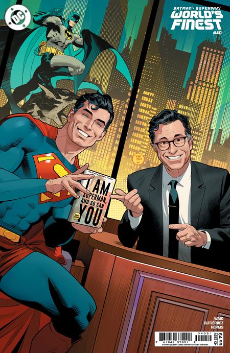 BATMAN SUPERMAN WORLDS FINEST #40 CVR D DAN MORA STEPHEN COLBERT CELEBRITY CAMEO CARD STOCK VAR  -- [Expected In Stock Date : 06-18-25 ]