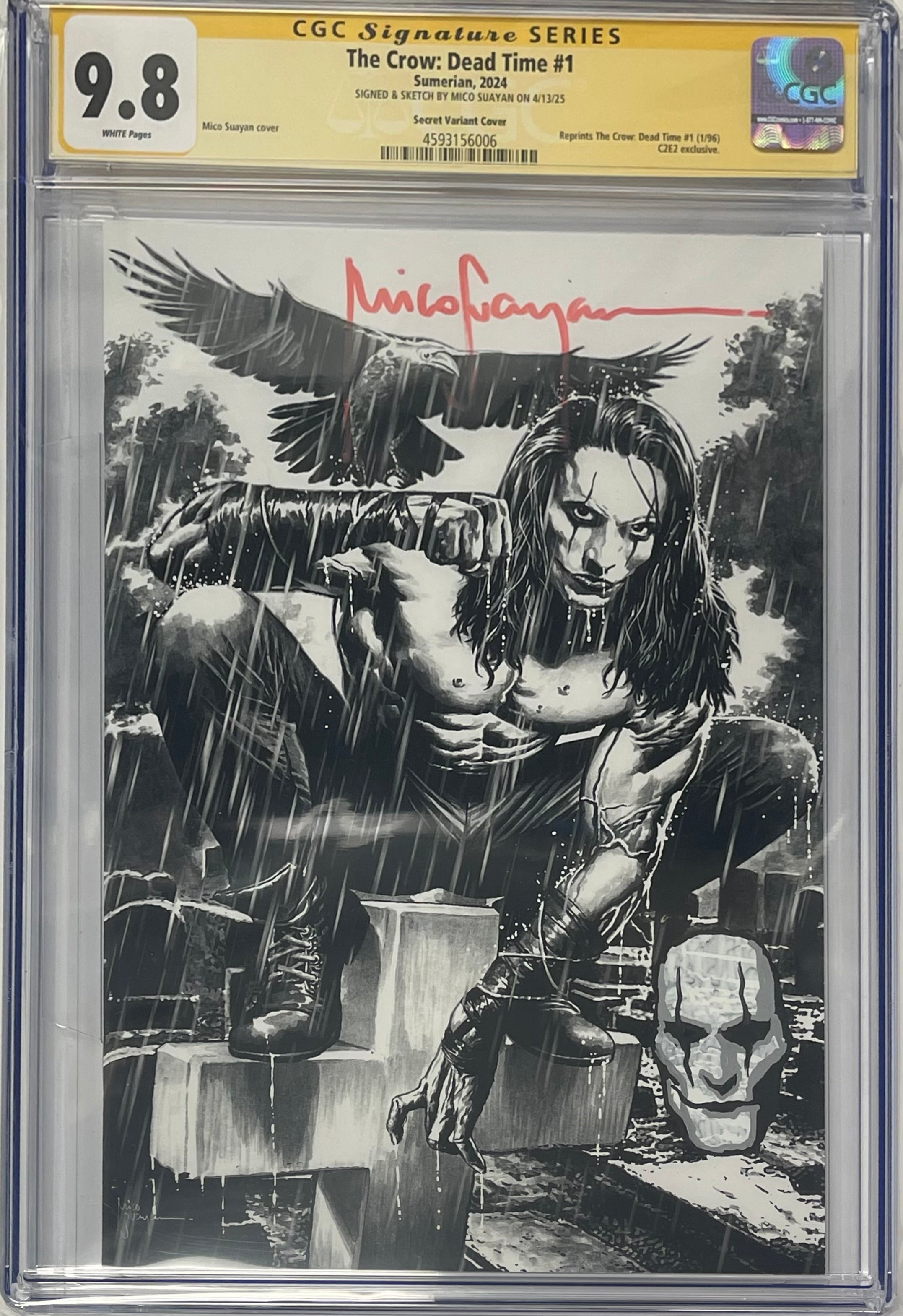 CROW DEAD TIME #1 C2E2 SECRET VARIANT SIGNED W/CROW SKETCH BY MICO SUAYAN CGC 9.8 (IN STOCK) C60